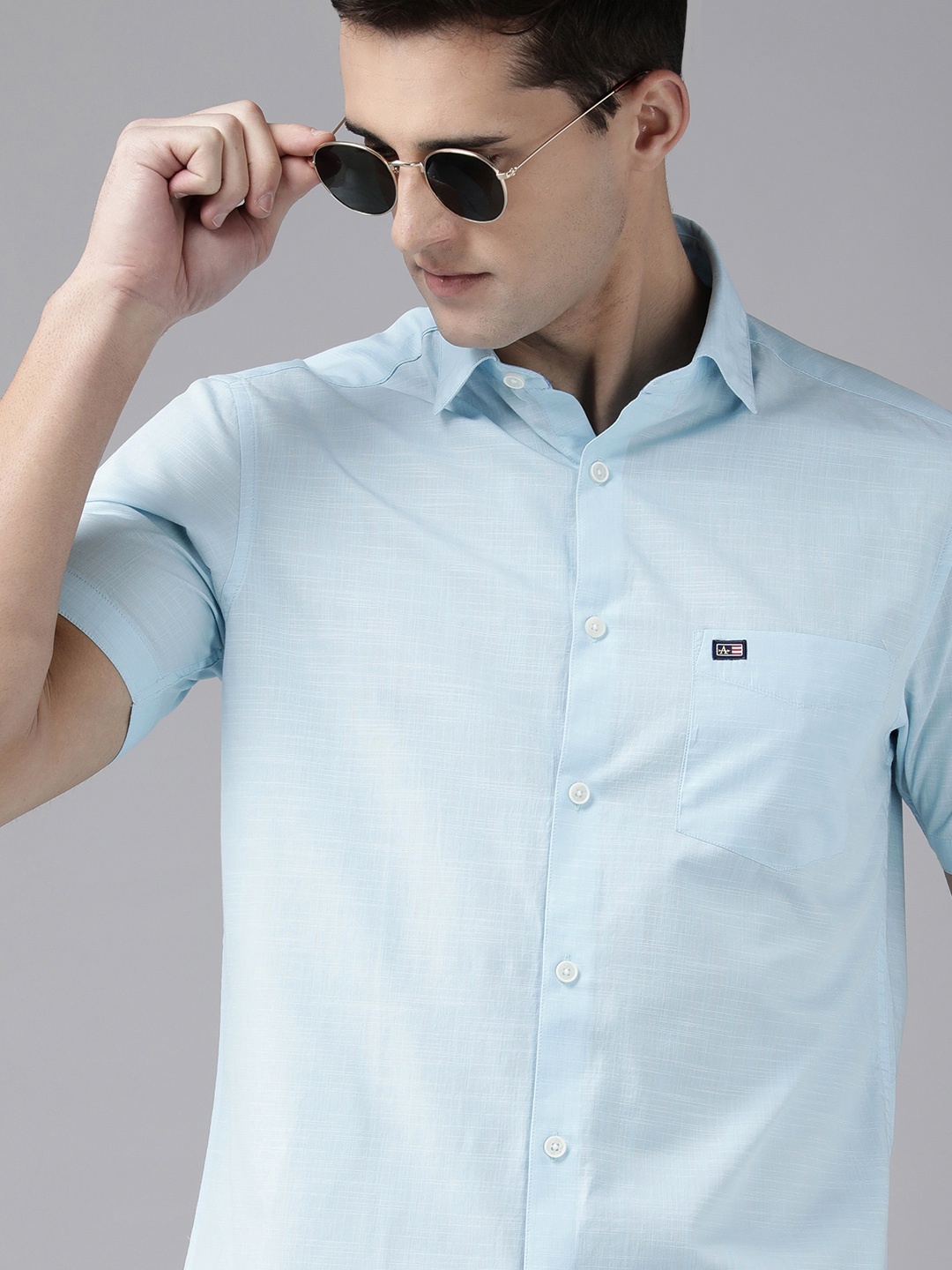 

Arrow Sport Men Blue Slim Fit Textured Pure Cotton Casual Shirt