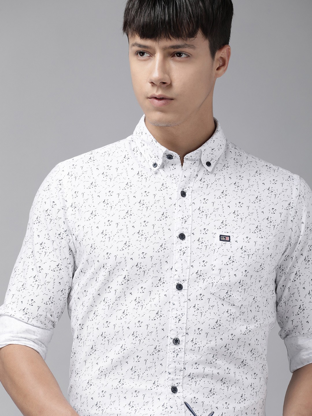 

Arrow Sport Men Manhattan Slim Fit Printed Pure Cotton Formal Shirt, White