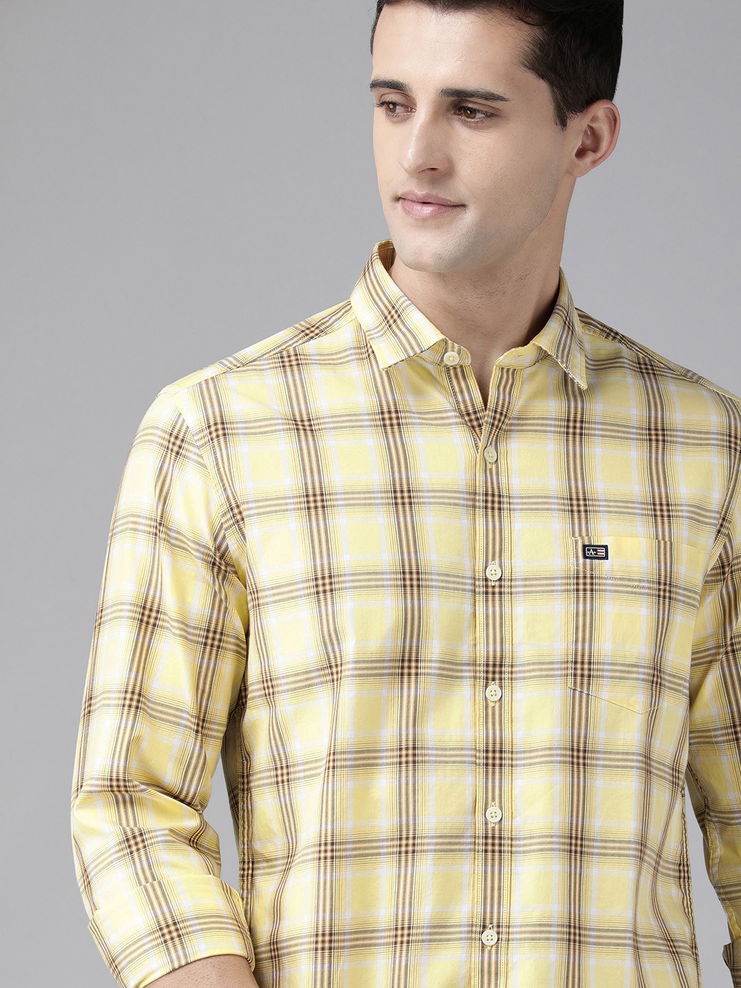 

Arrow Sport Men Yellow Manhattan Slim Fit Checked Casual Shirt