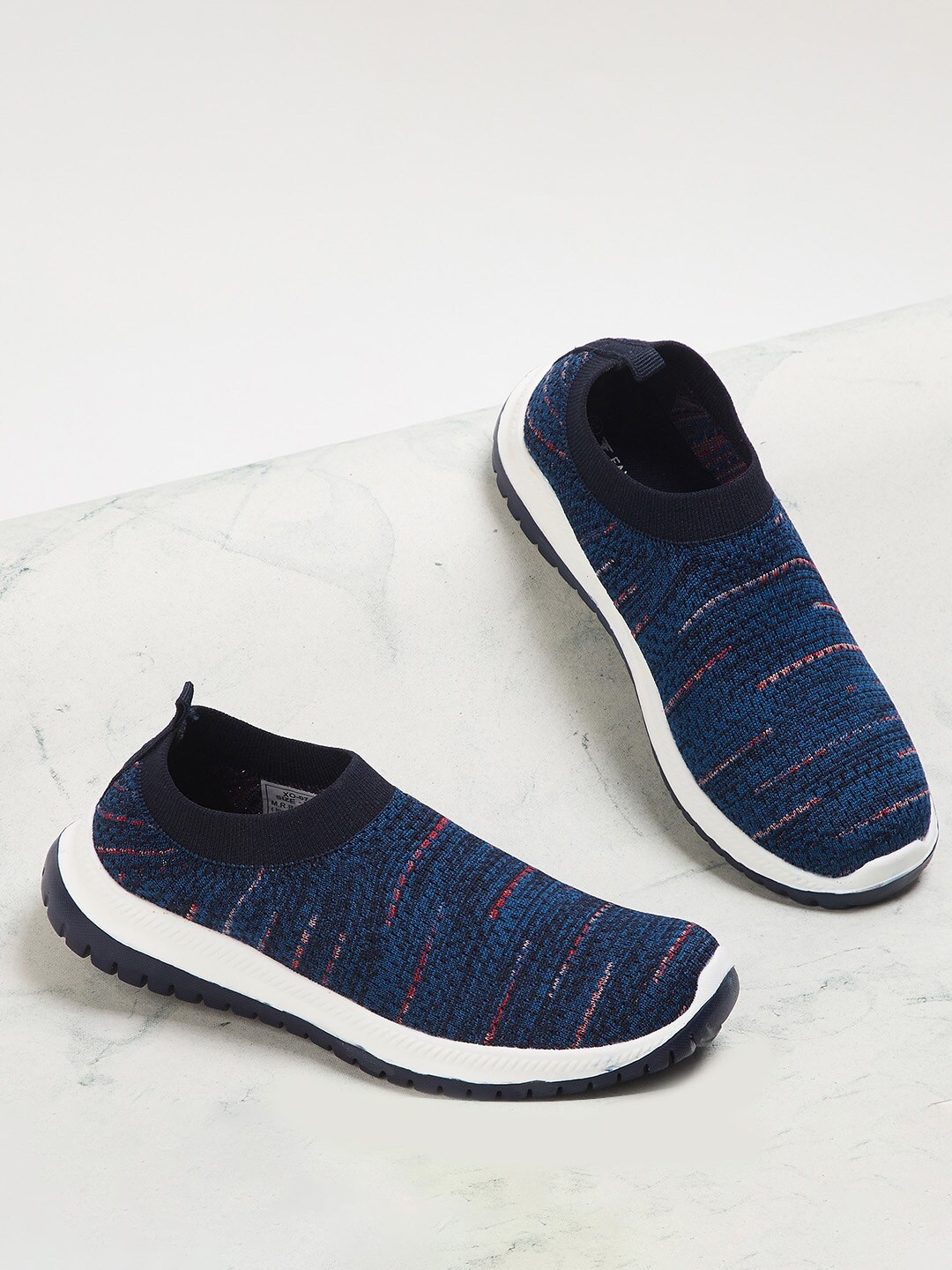 

Fame Forever by Lifestyle Boys Navy Blue Woven Design Slip-On Sneakers