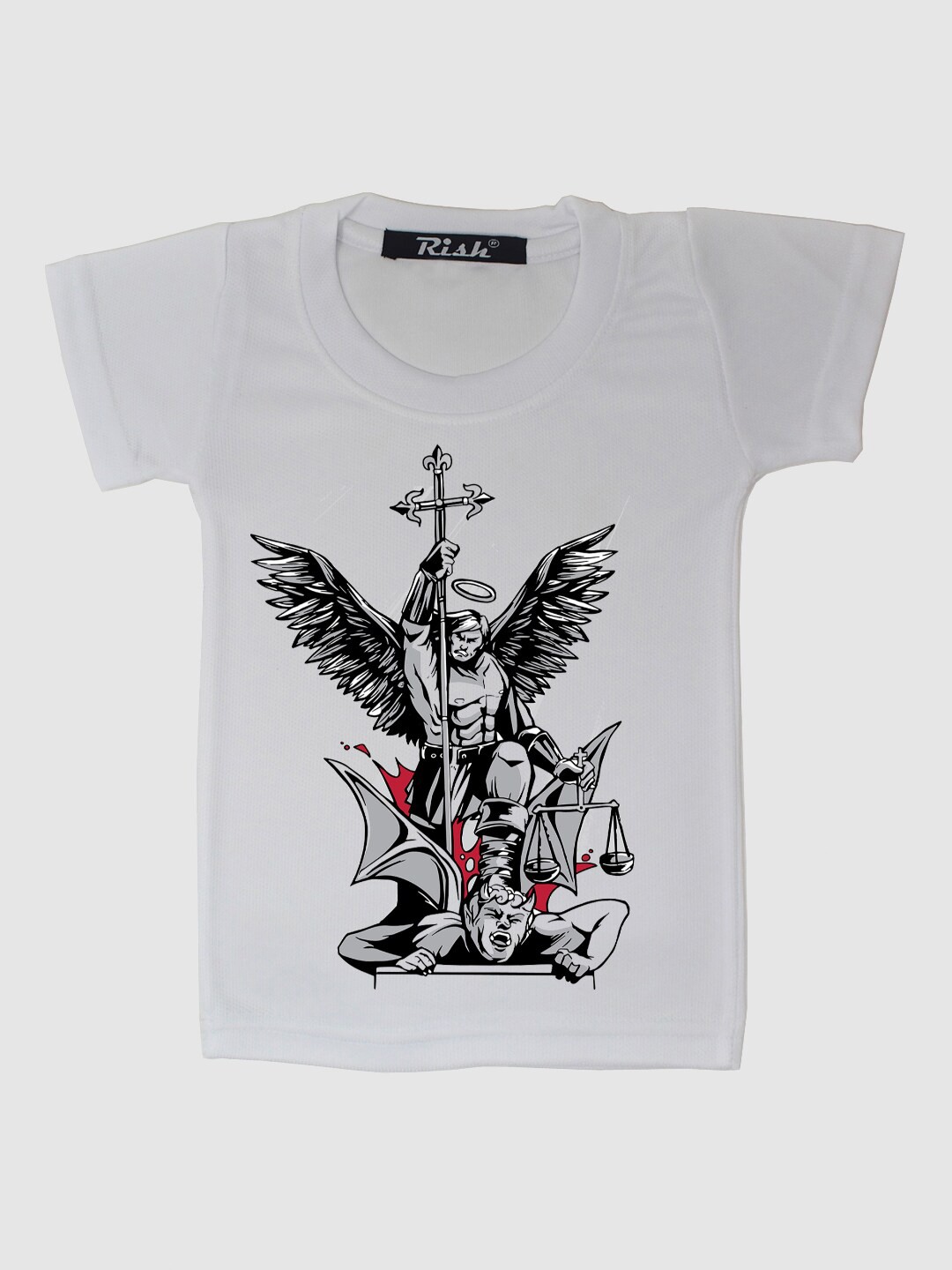 

RISH Kids White St. Micheal Printed T-shirt