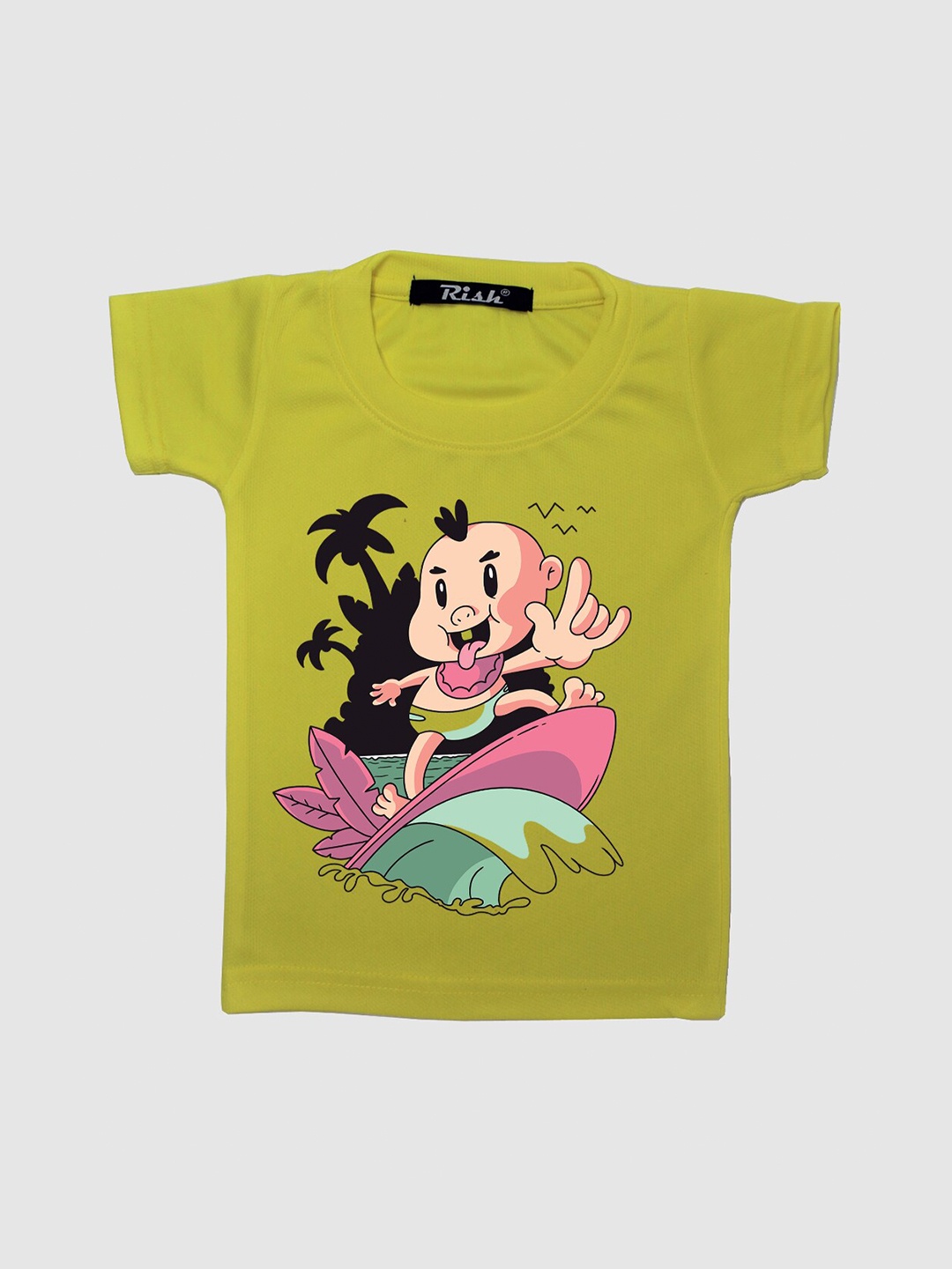 

RISH Kids Green Surfing Baby Printed T-shirt