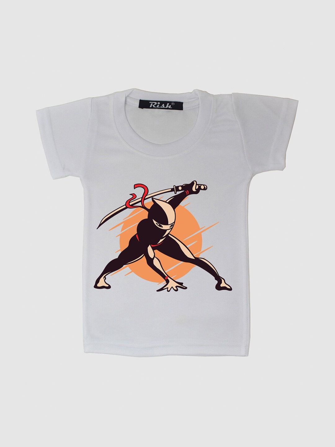 

RISH Kids White Ninja Printed T-shirt