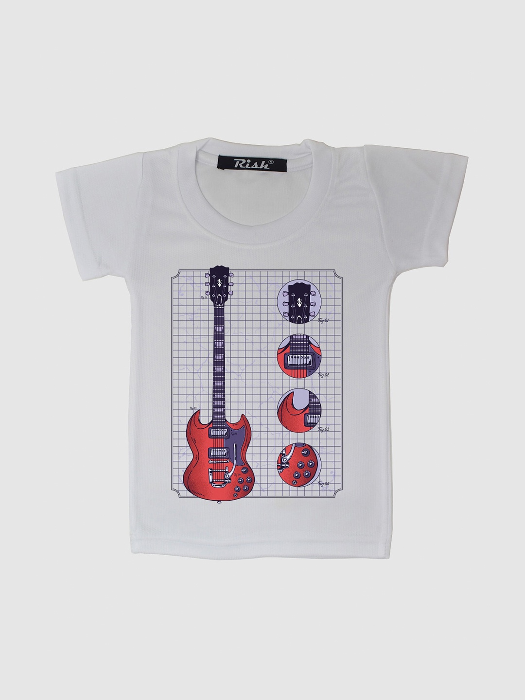 

RISH Kids White Guitar Printed T-shirt