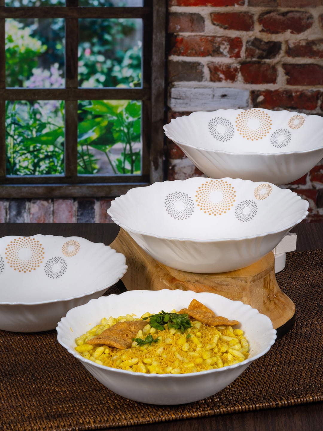 

Cello White & Grey Set of 6 White Floral Printed Opalware Glossy Bowls