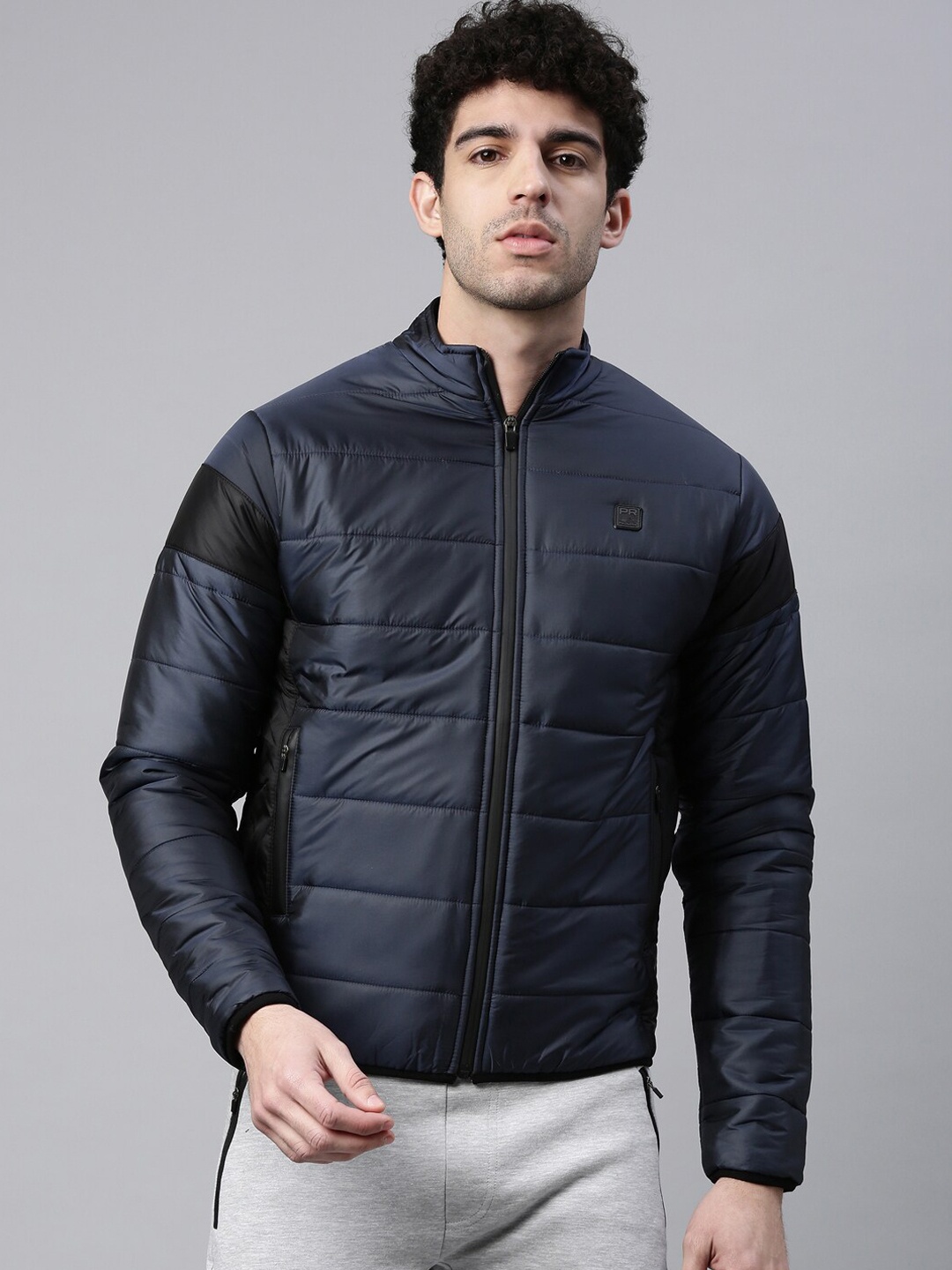 

Proline Active Men Navy Blue Solid Mock Collar Padded Jacket