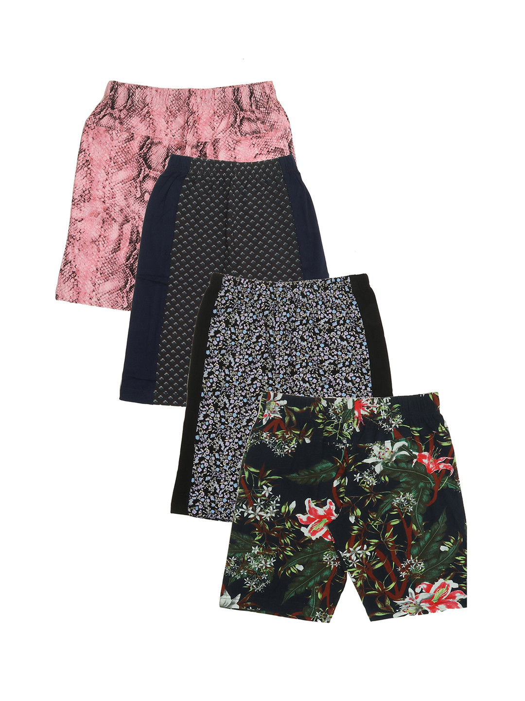 

OLIVE MIST Boys Pack Of 4 Floral Printed Outdoor Antimicrobial Cotton Shorts, Pink