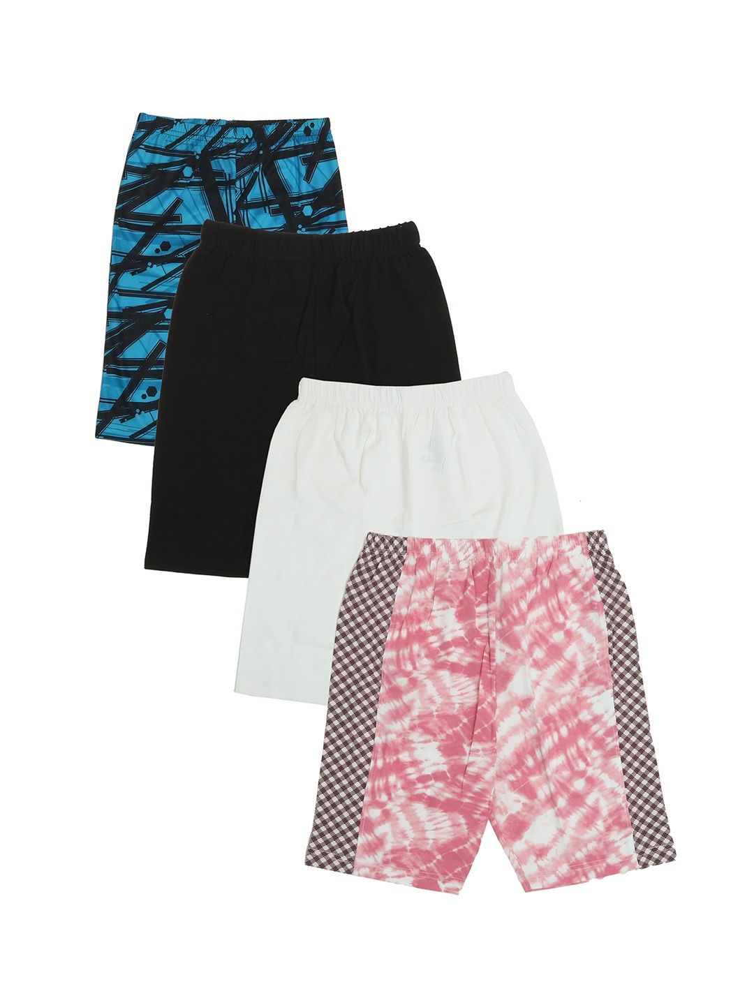 

OLIVE MIST Boys Pack Of 4 Floral Printed Outdoor Antimicrobial Cotton Shorts, Blue