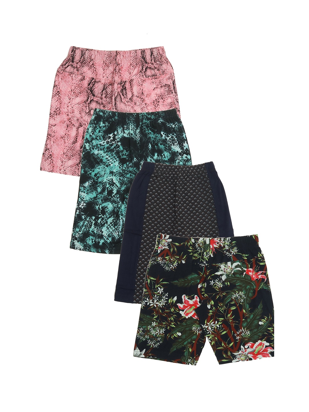 

OLIVE MIST Boys Pack of 4 Floral Printed Antimicrobial Technology Cotton Shorts, Multi