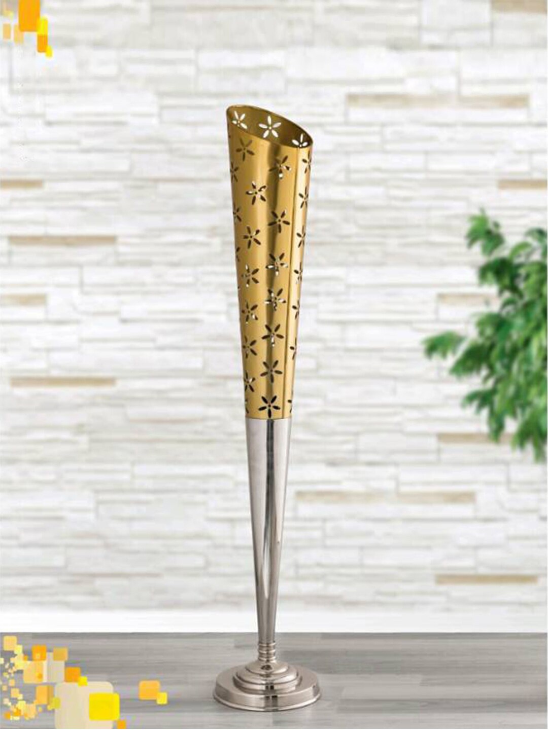 

WENS Gol & Silver-Toned Metal Floor Lamp, Gold