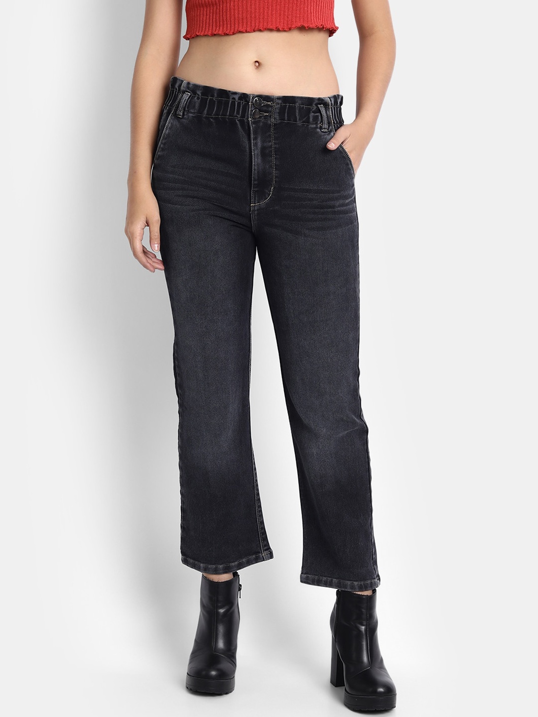 

Next One Women Black High-Rise Light Fade Stretchable Jeans