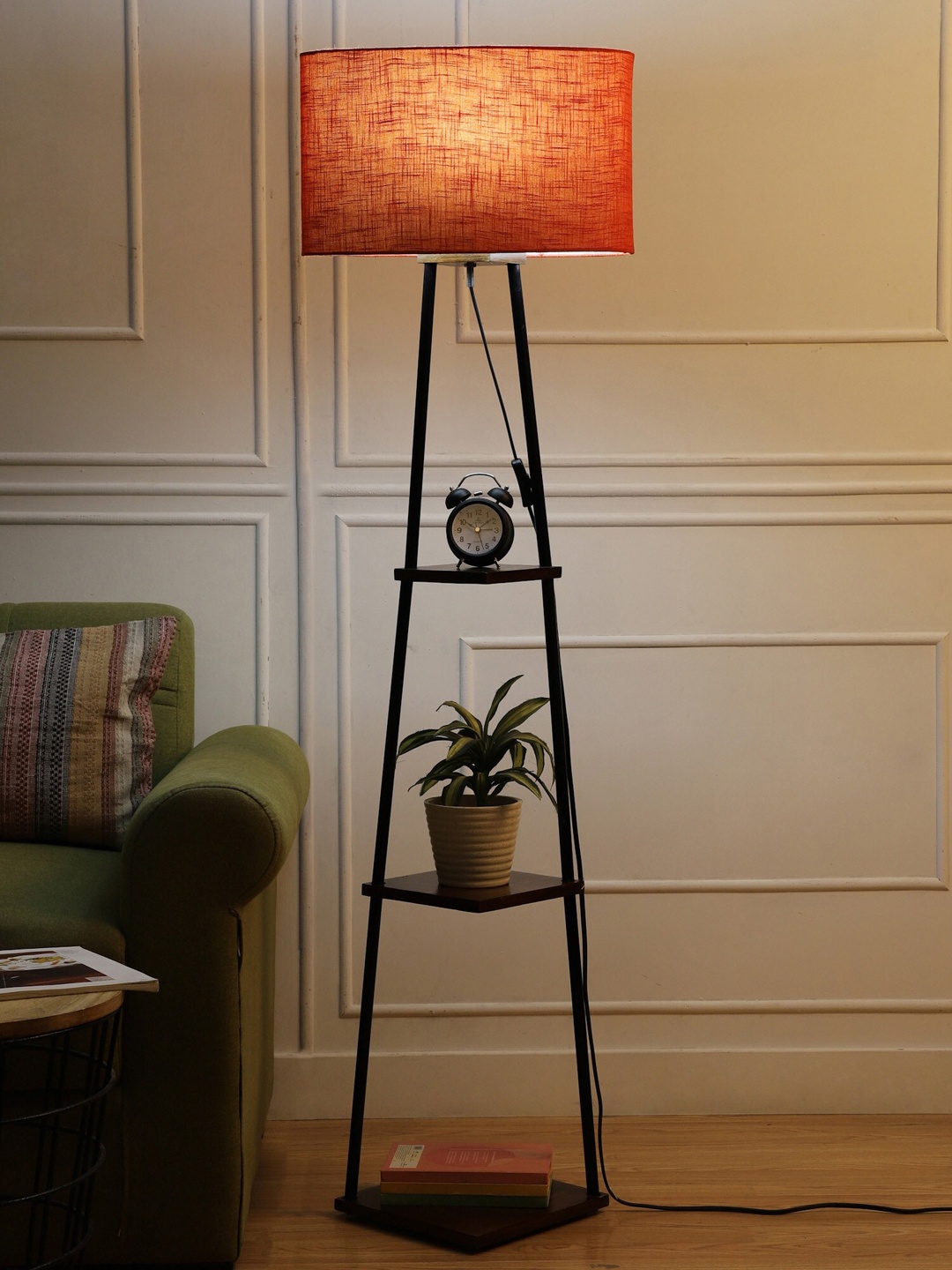

SANDED EDGE Red & Black Floor Lamp with Shade