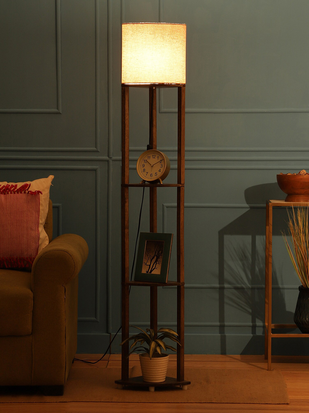 

SANDED EDGE Beige Textured Wooden Cylindrical Lamp