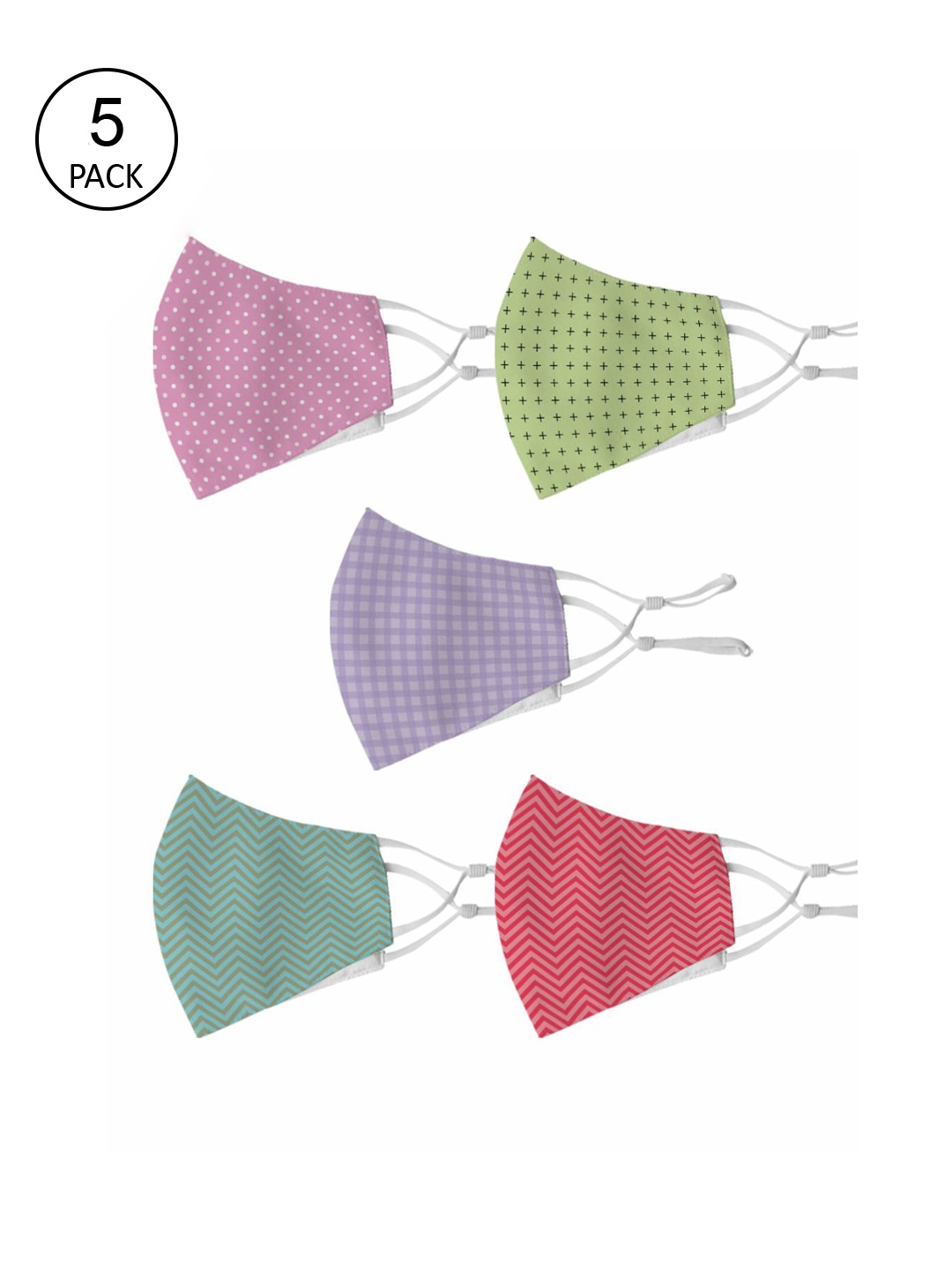 Crazy Corner Unisex Pack Of 5 2-Ply Outdoor Cloth Masks, Multi