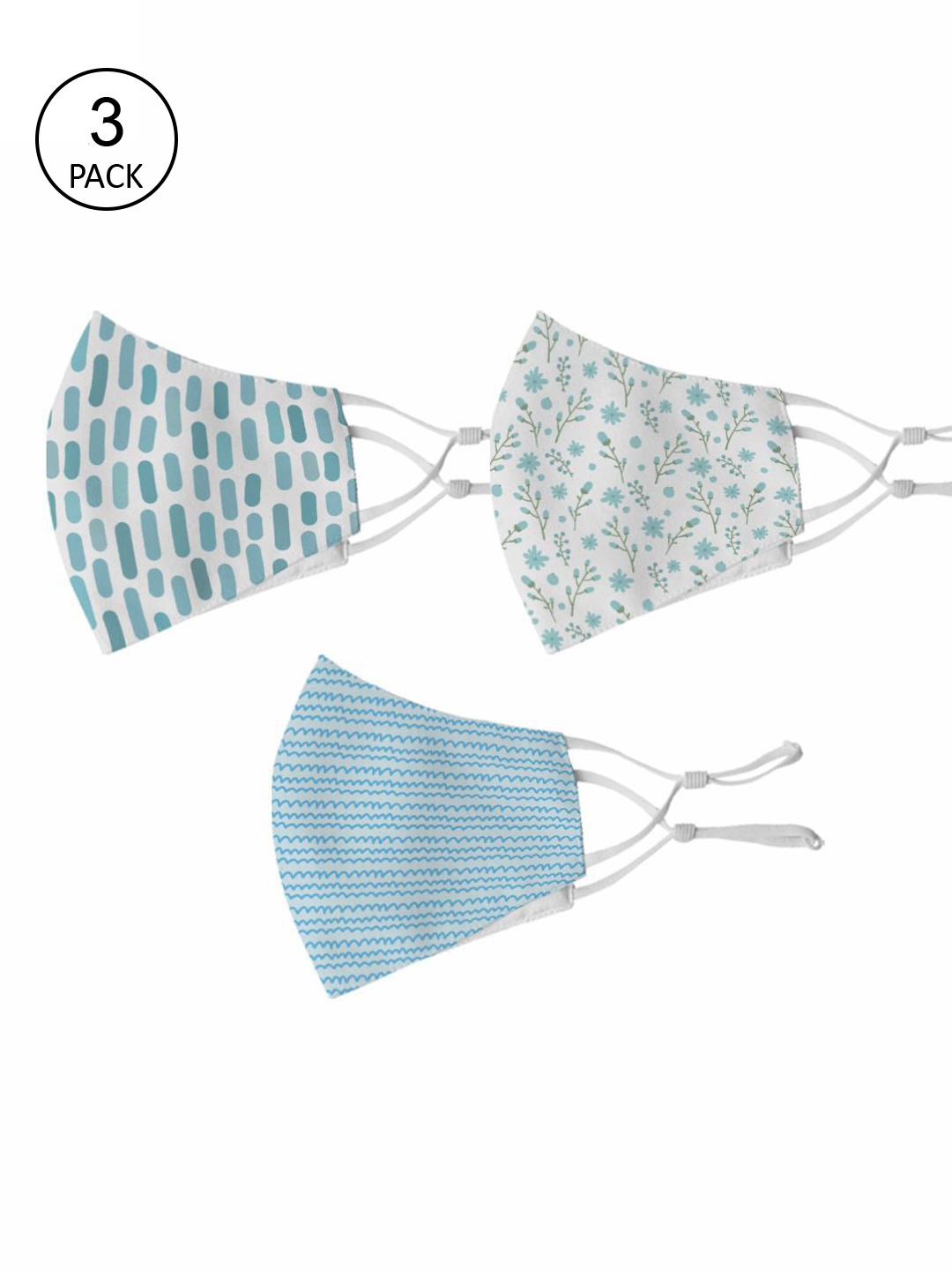

Crazy Corner Unisex Pack Of 3 Printed Outdoor Masks, Blue
