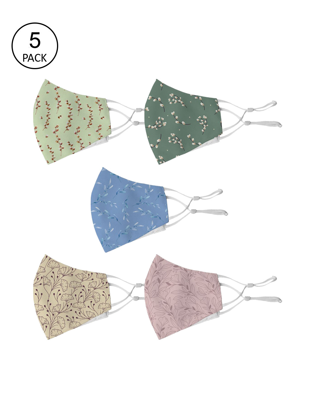 

Crazy Corner Unisex Multicolored Pack Of 5 Printed 2-Ply Outdoor Cloth Masks, Multi