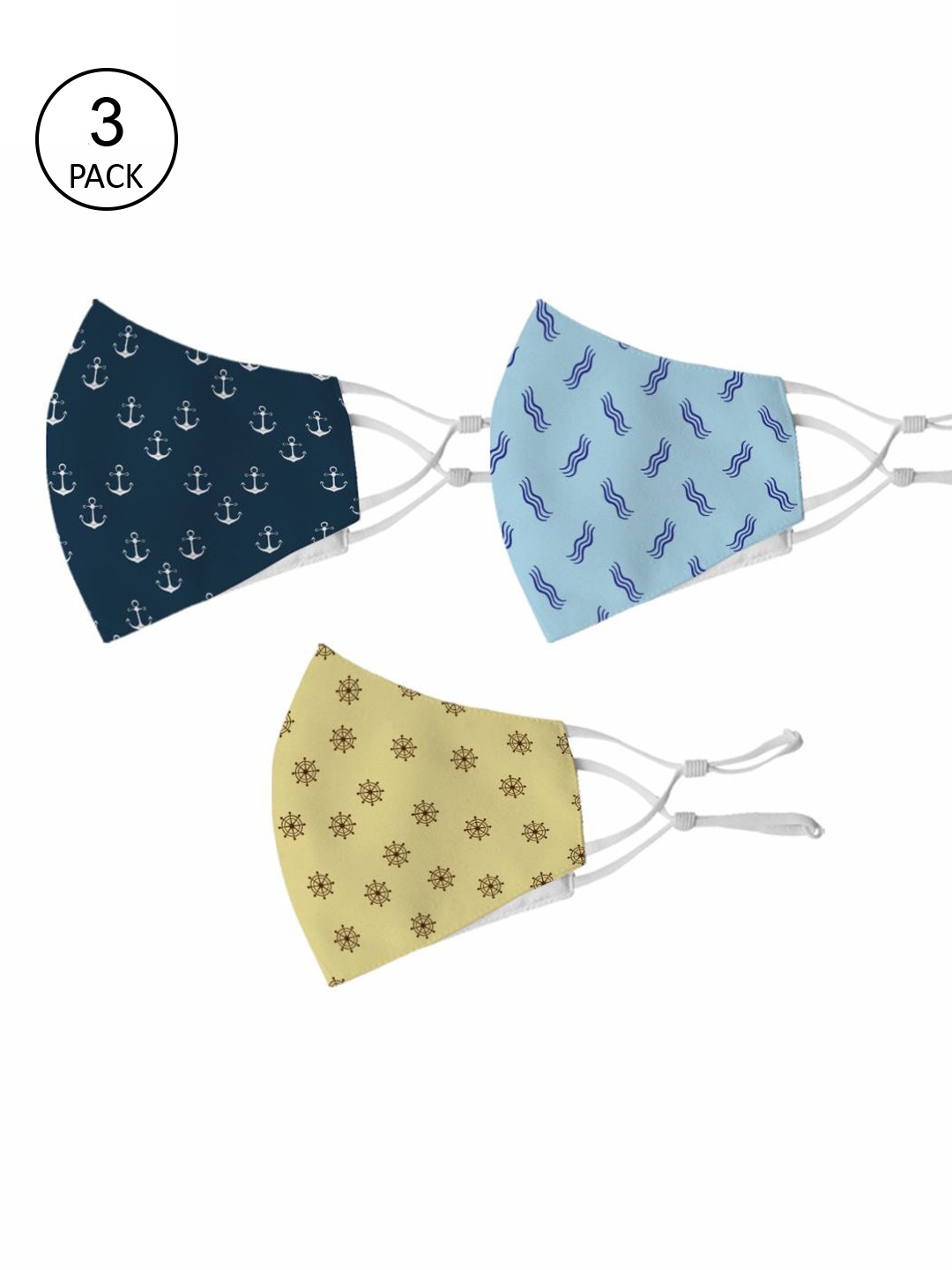 

Crazy Corner Unisex Multicolored Pack Of 3 Printed 2-Ply Outdoor Cloth Masks, Multi