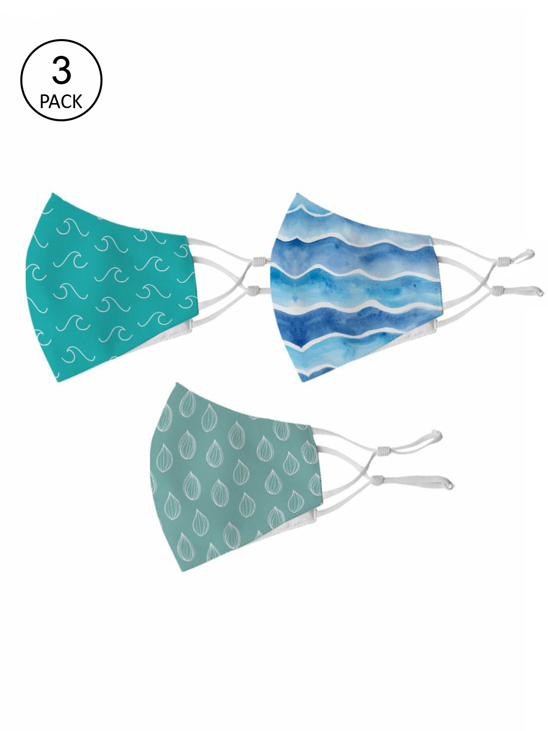 

Crazy Corner Unisex Pack Of 3 Printed 2-Ply Outdoor Cloth Masks, Multi