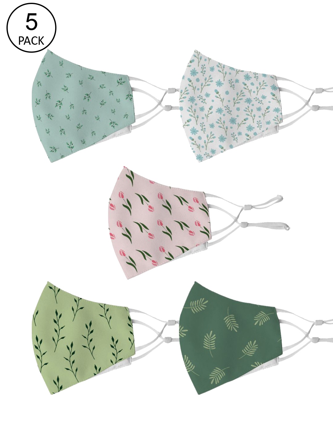 

Crazy Corner Unisex Pack Of 5 Printed 2-Ply Outdoor Cloth Masks, Blue