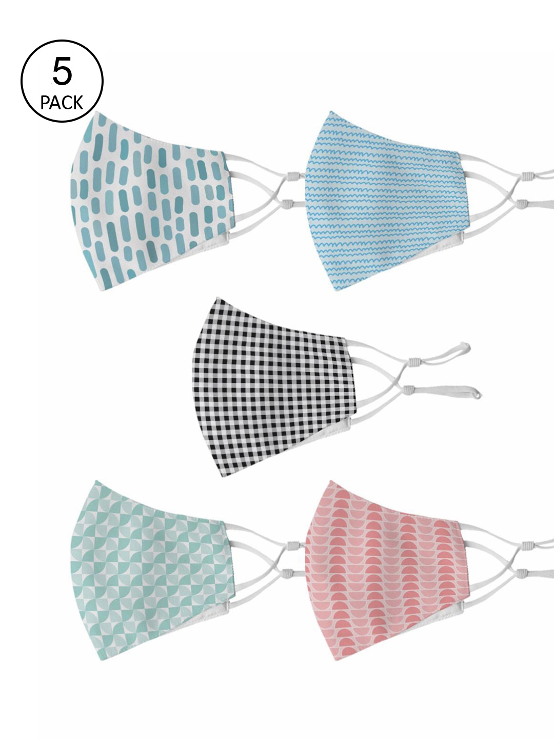 

Crazy Corner Unisex Pack Of 5 Printed 2-Ply Outdoor Cloth Masks, Multi