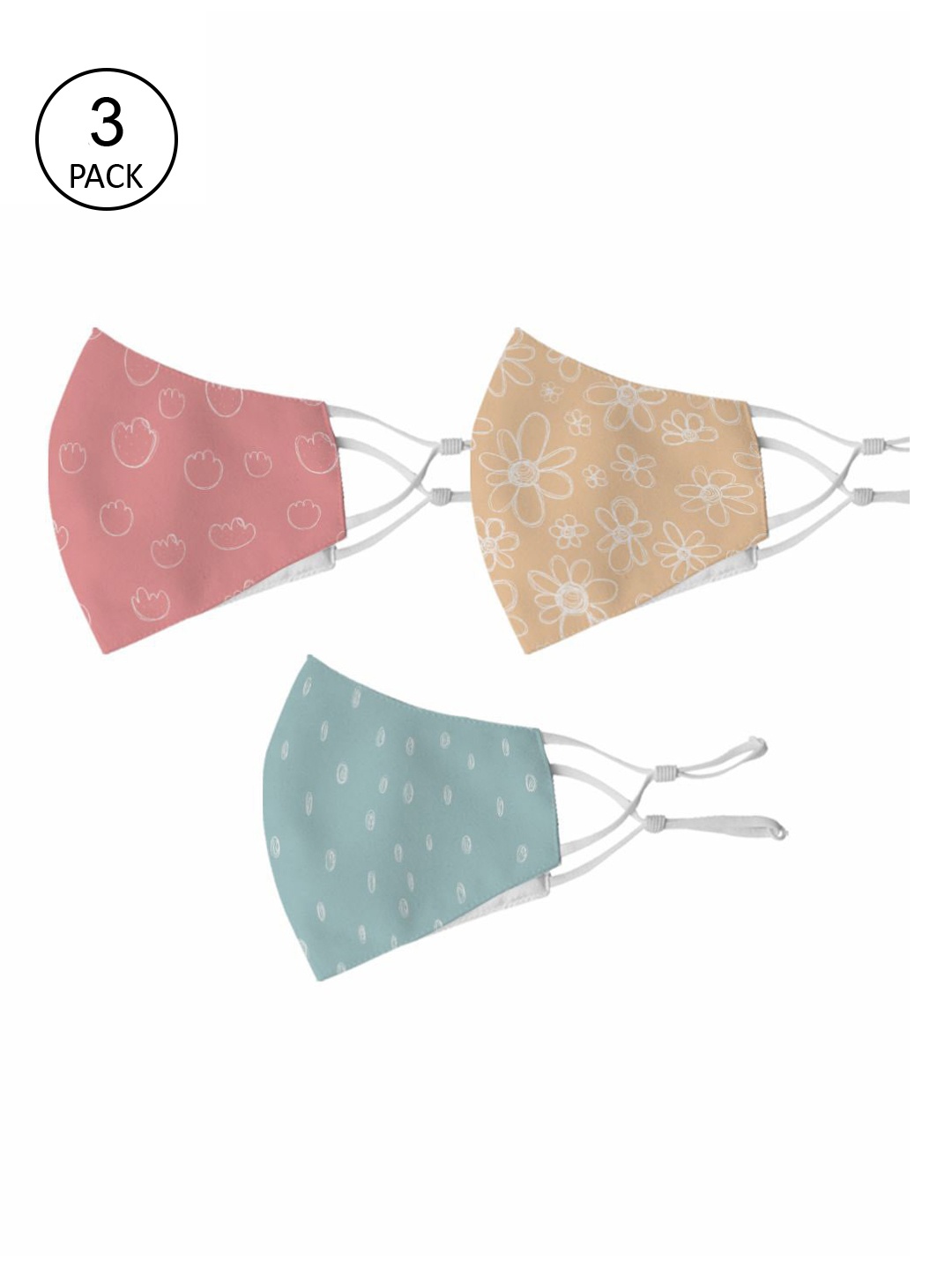 

Crazy Corner Unisex Pack Of 3 Printed 2-Ply Outdoor Cloth Masks, Multi