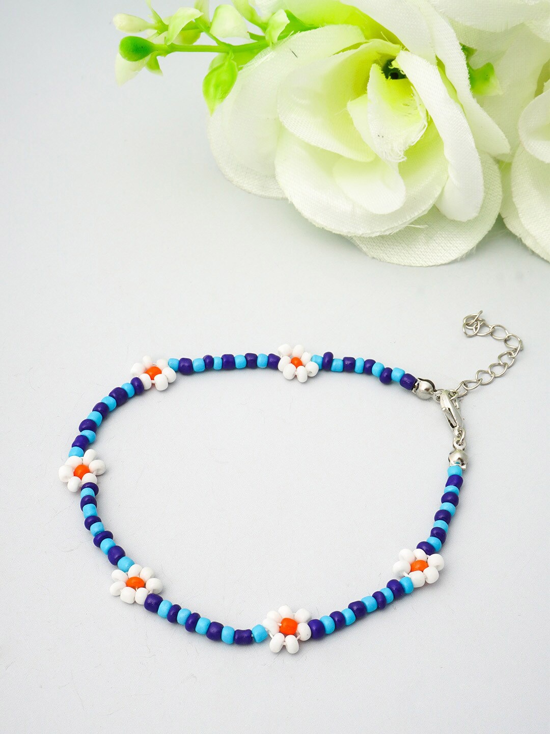 

Ferosh Women Blue & White Beaded Daisy Bracelet