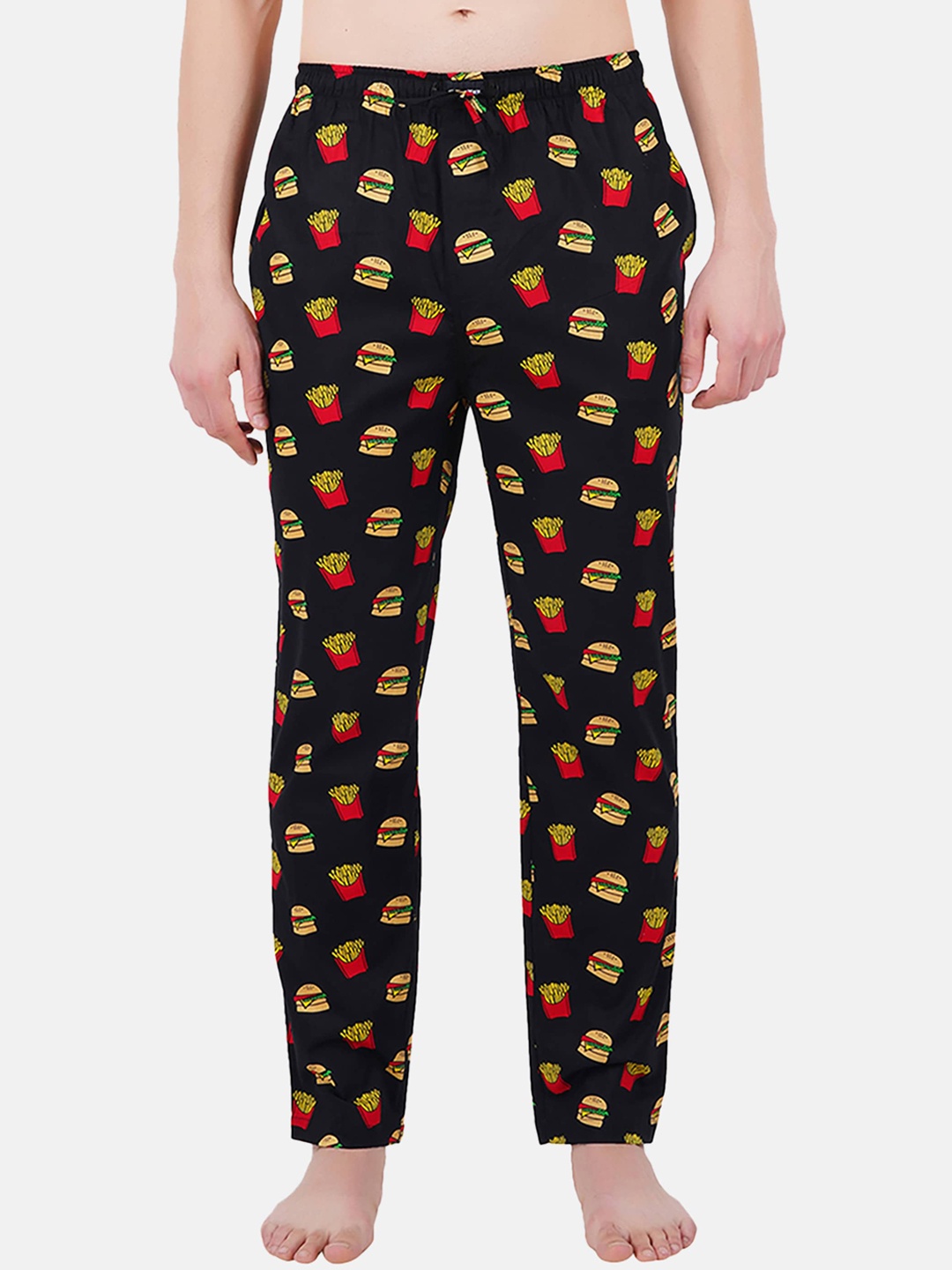 

SMUGGLERZ INC. Men Black Printed Cotton Lounge Pants