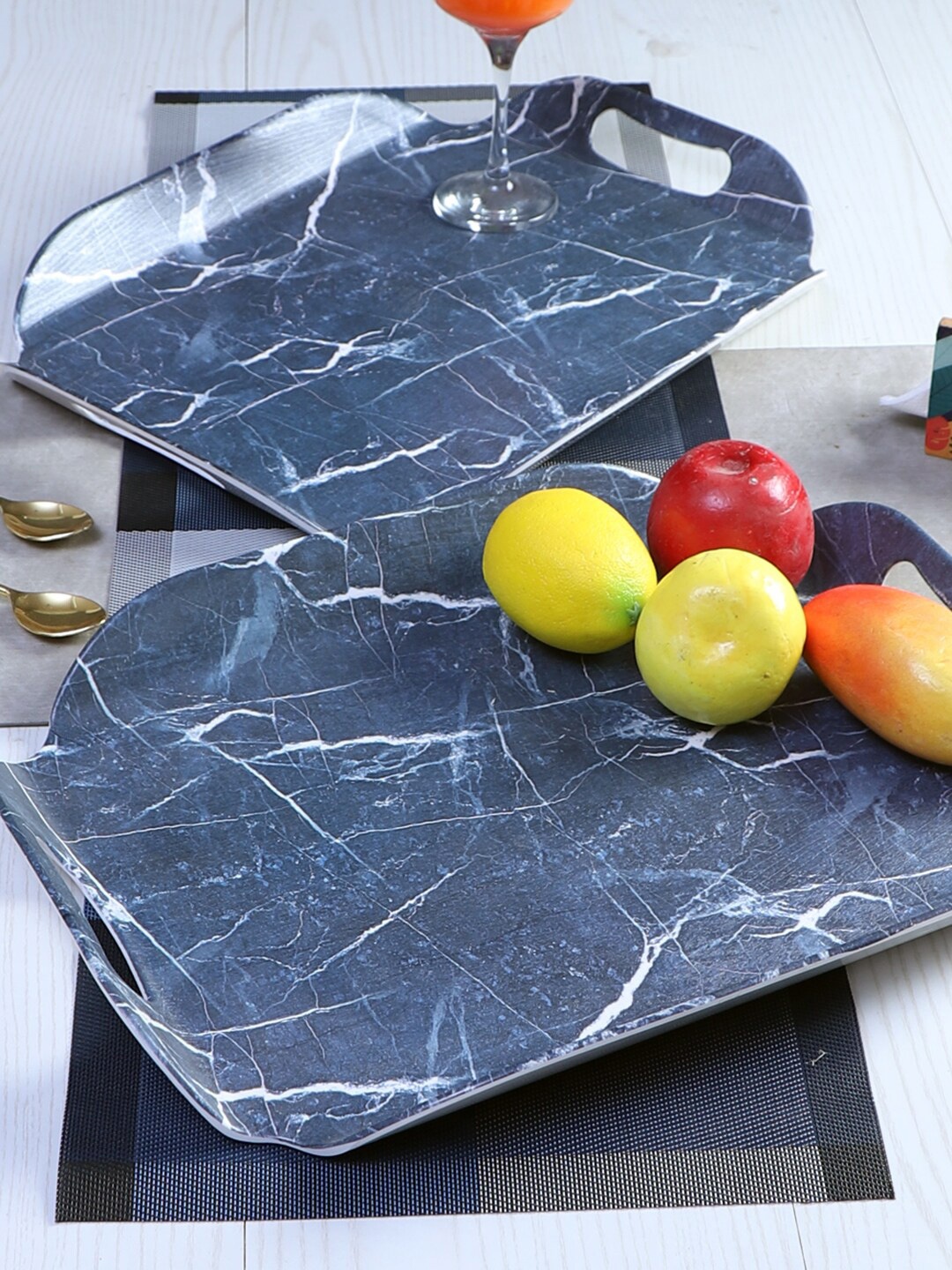 

CDI Navy Blue Matte Finish Set of 2 Melamine Serving Tray