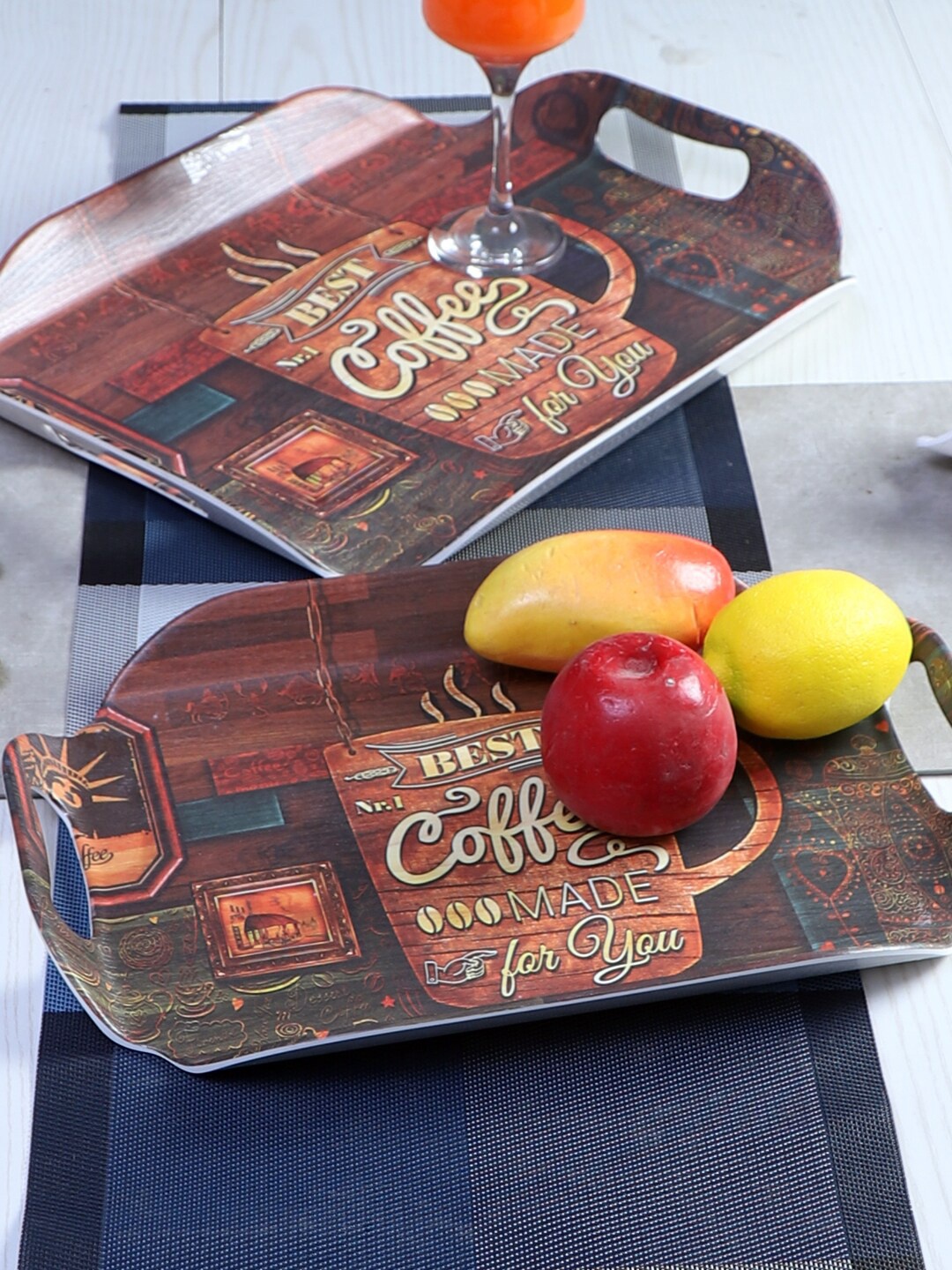 

CDI Set Of 2 Brown Printed Melamine Serving Tray