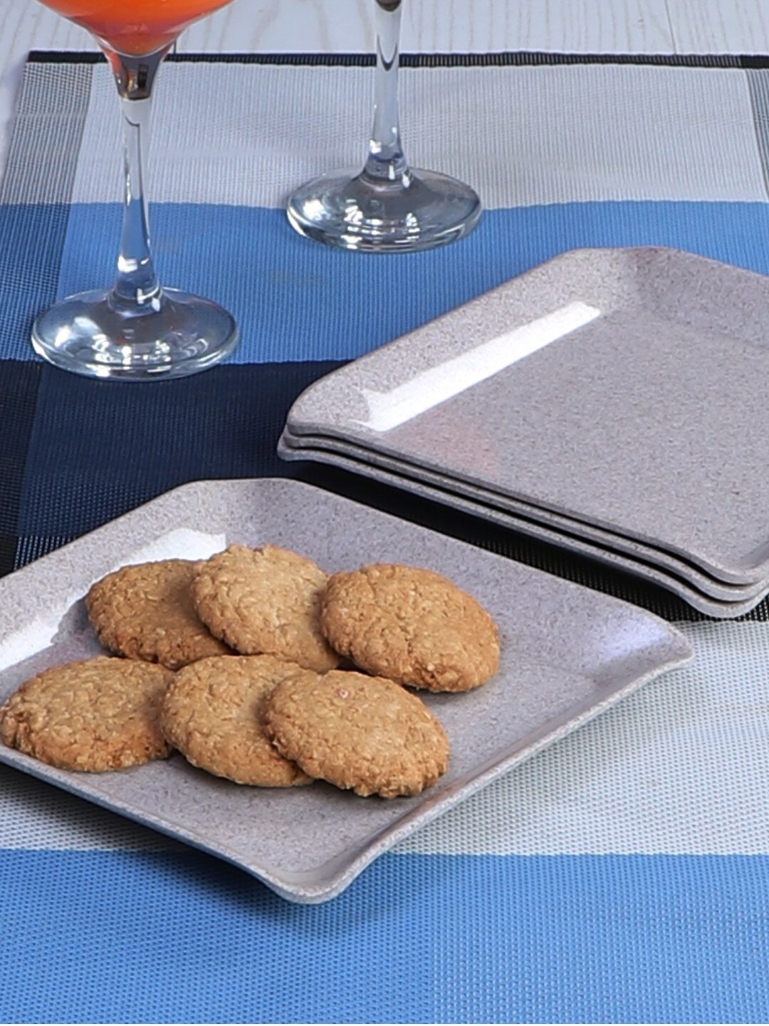 

CDI Set of 4 Grey Solid Melamine Platter Serveware