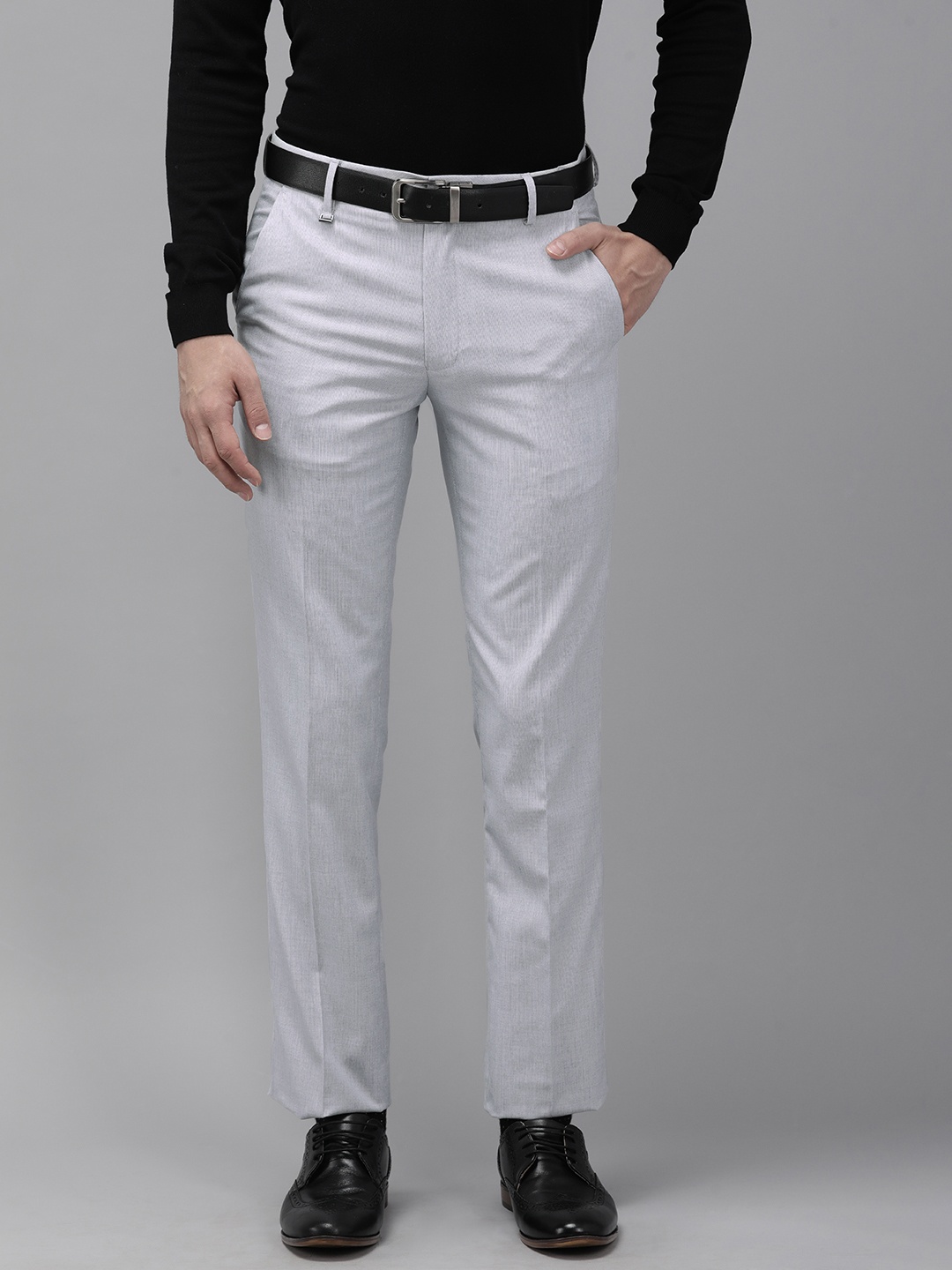 

Van Heusen Men Blue Textured Slim Fit Formal Trousers