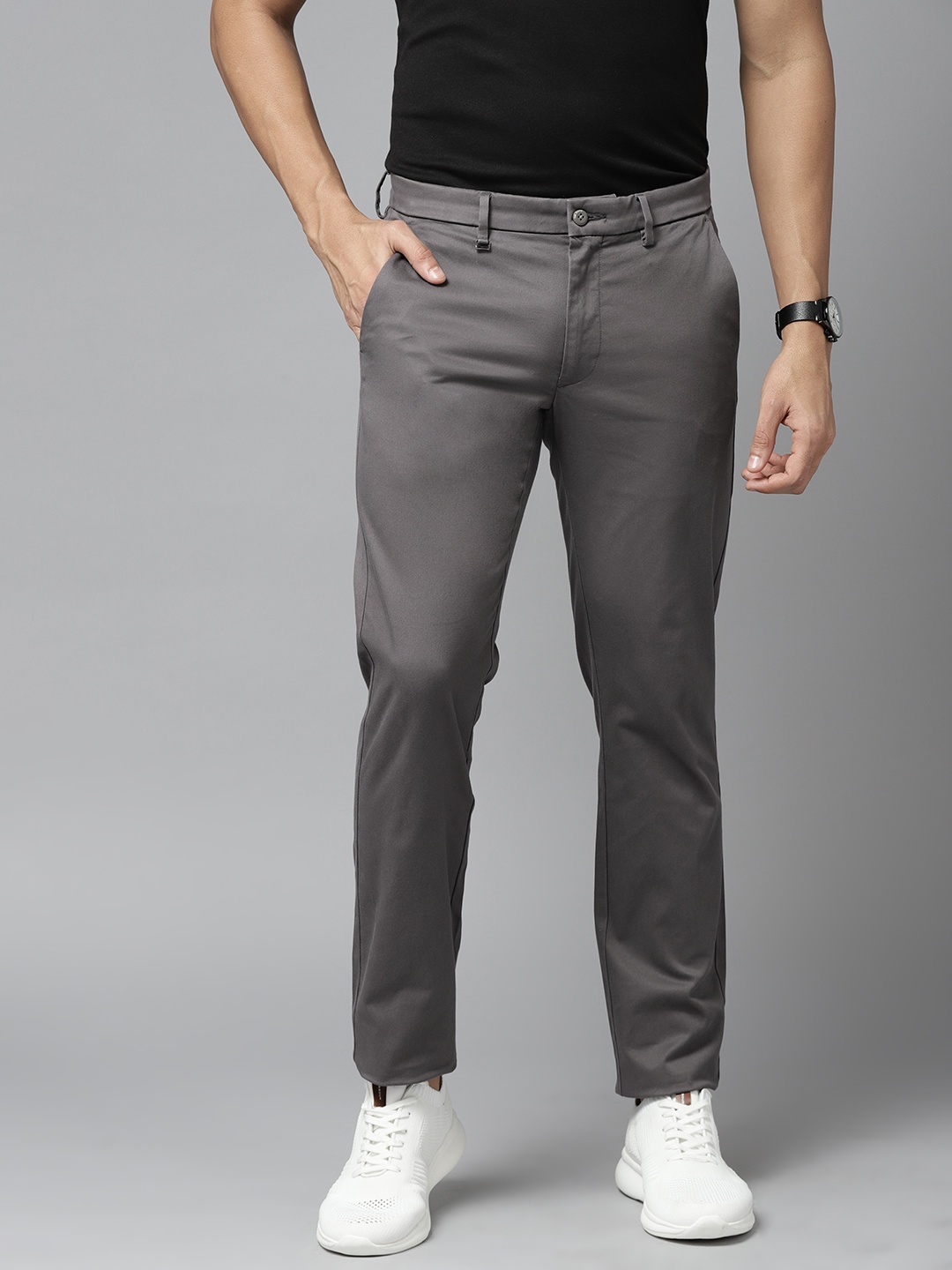 

Van Heusen Men Grey Slim Fit Trousers