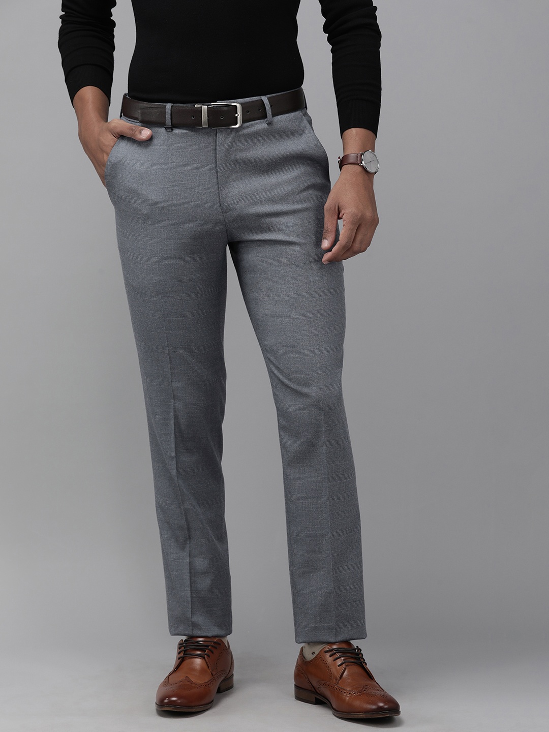 

Van Heusen Men Solid Grey Slim Fit Trousers