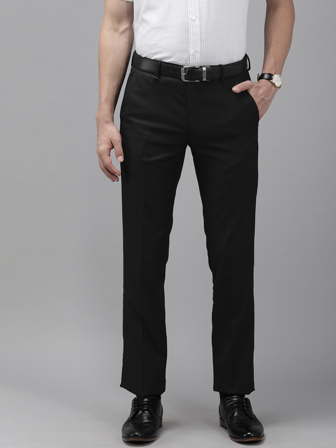 

Van Heusen Men Black Slim Fit Formal Trousers