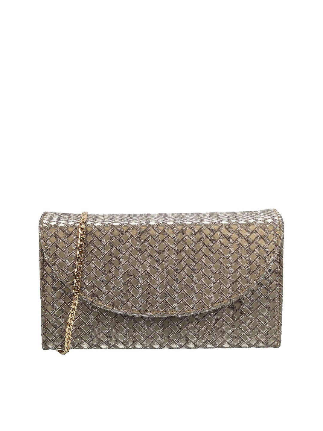 

Mochi Women Bronze-Toned Textured Envelope Clutch