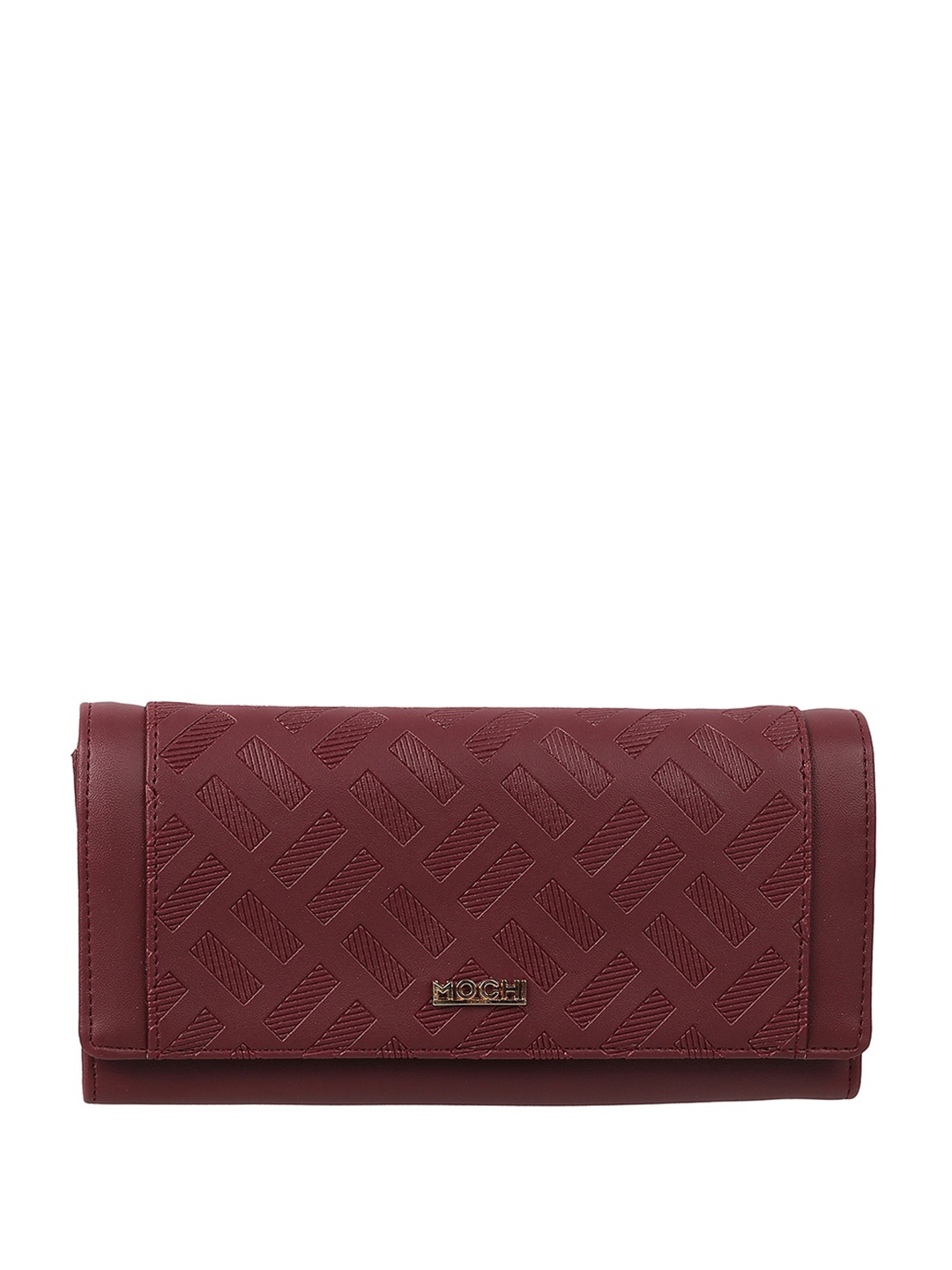 

Mochi Women Geometric Textured Envelope Wallet, Maroon