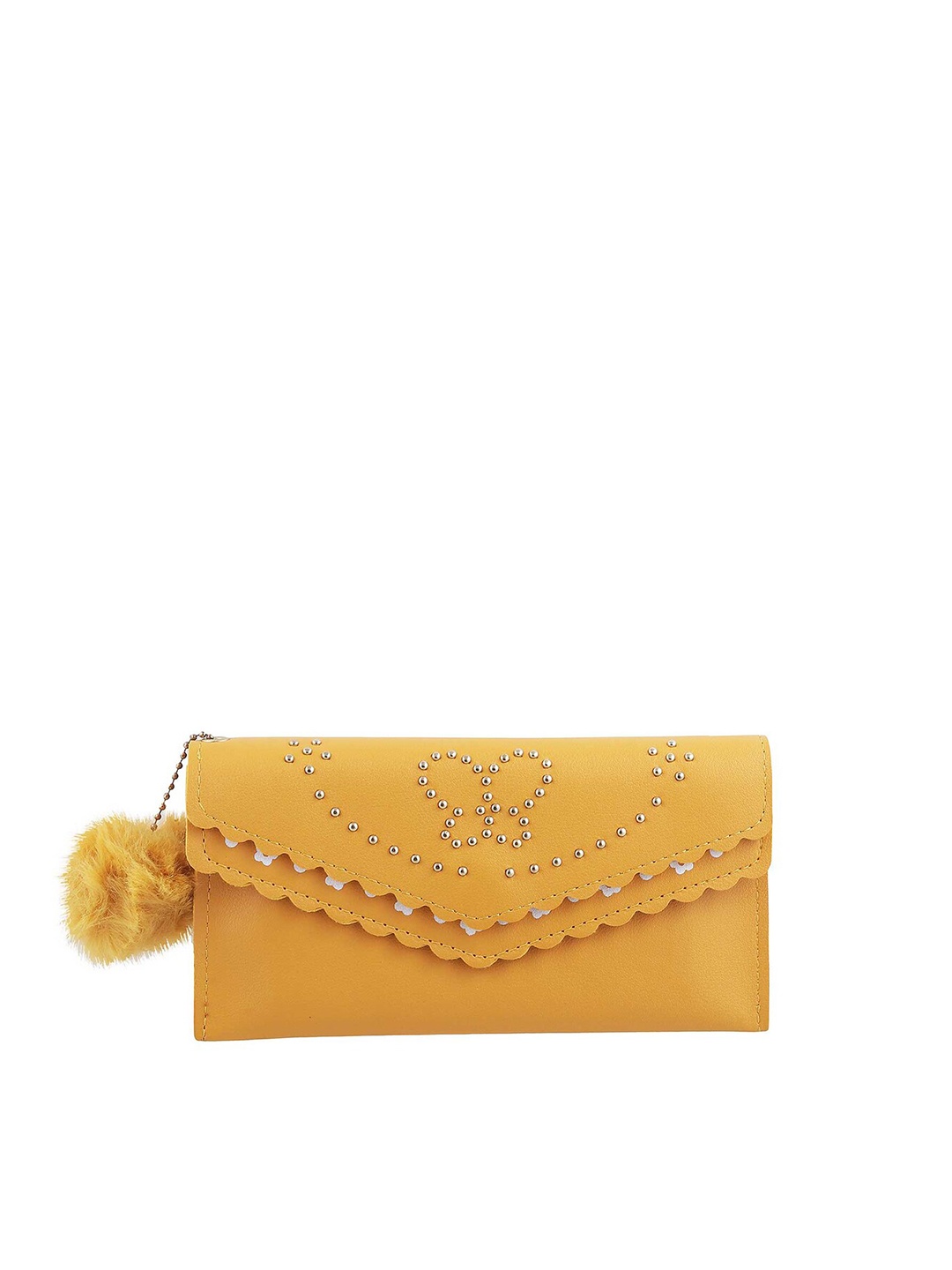 

WALKWAY by Metro Yellow Embellished Envelope Clutch