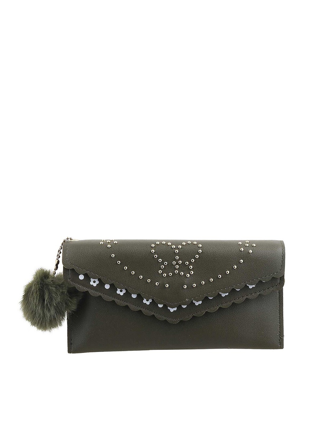

WALKWAY by Metro Green & White Embellished Envelope Clutch