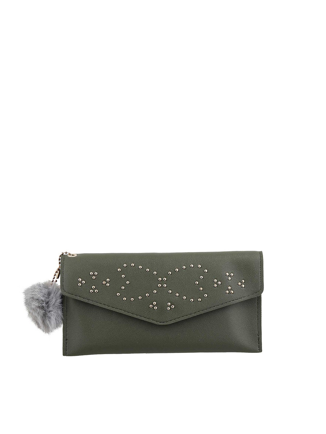 

WALKWAY by Metro Green Embellished Envelope Clutch