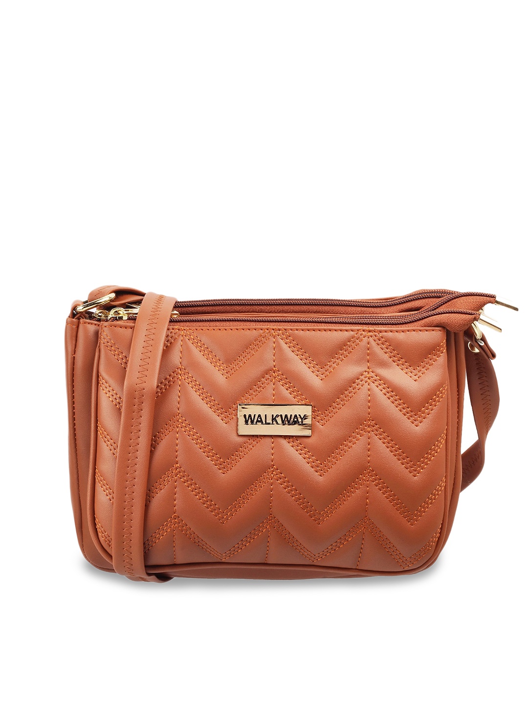 

WALKWAY by Metro Tan Textured Structured Sling Bag