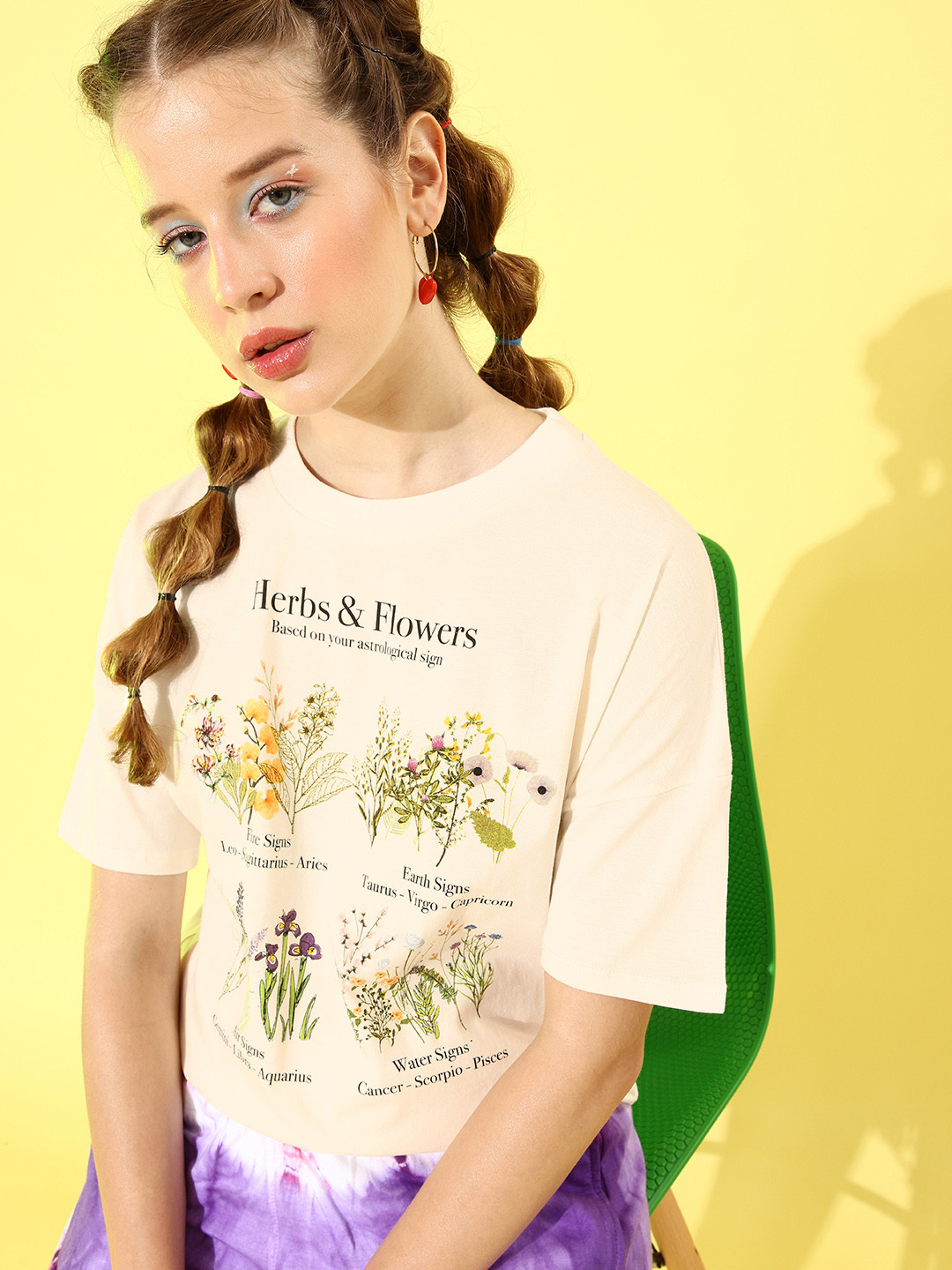 

Moda Rapido Women Off White Printed Drop-Shoulder Sleeves Pure Cotton T-shirt