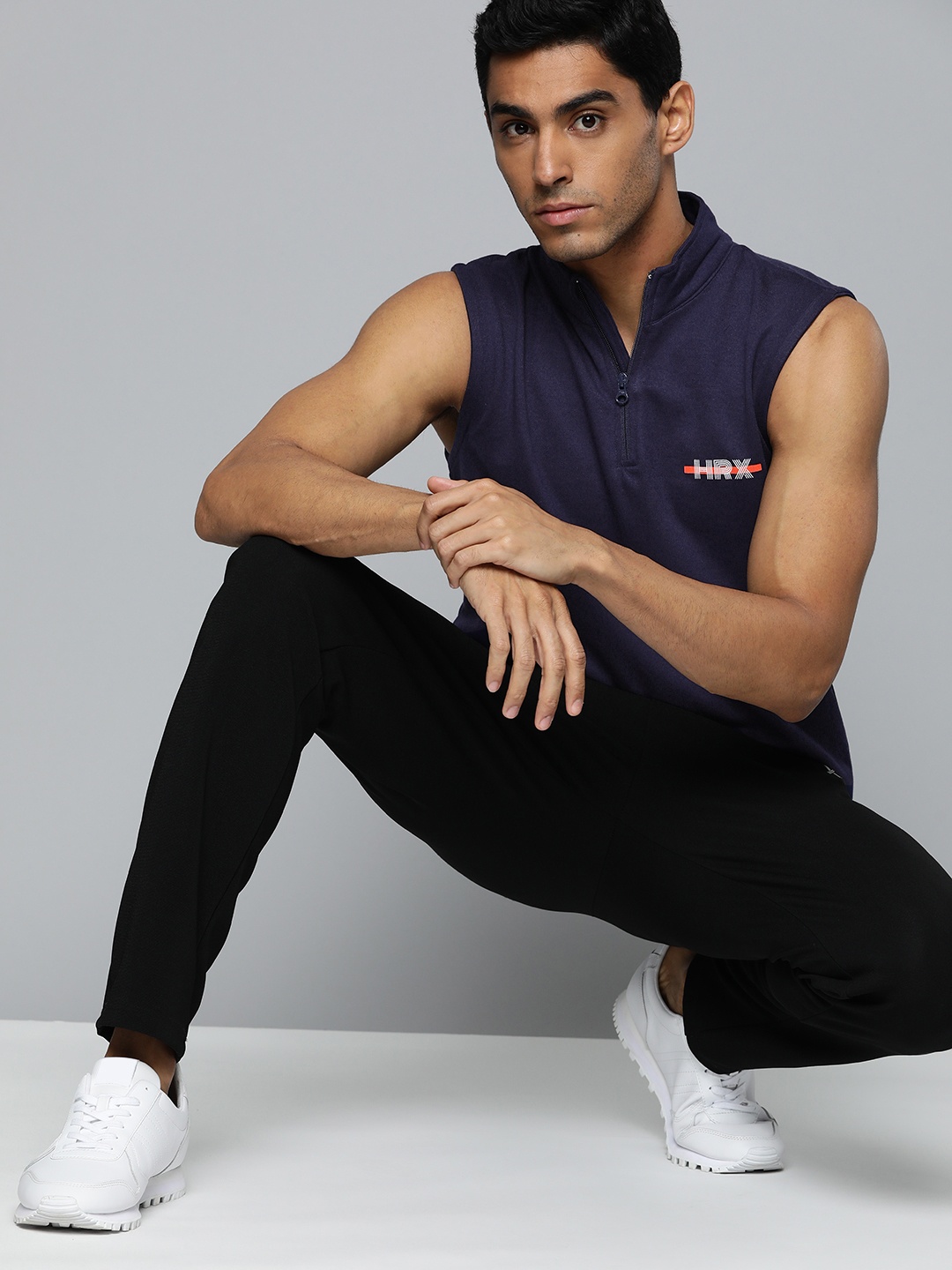 

HRX by Hrithik Roshan Men Navy Blue Rapid-Dry Sleeveless Sweatshirt