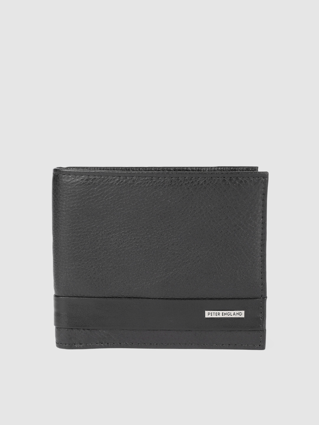

Peter England Men Leather Two Fold Wallet, Black