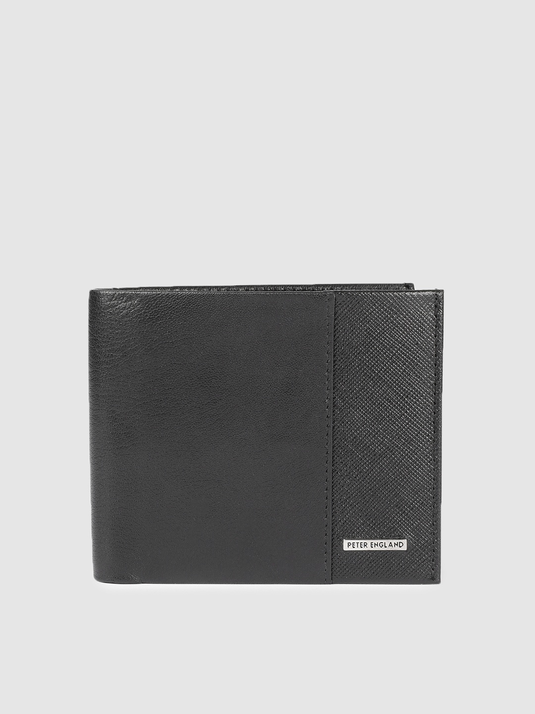 

Peter England Men Leather Two Fold Wallet, Black