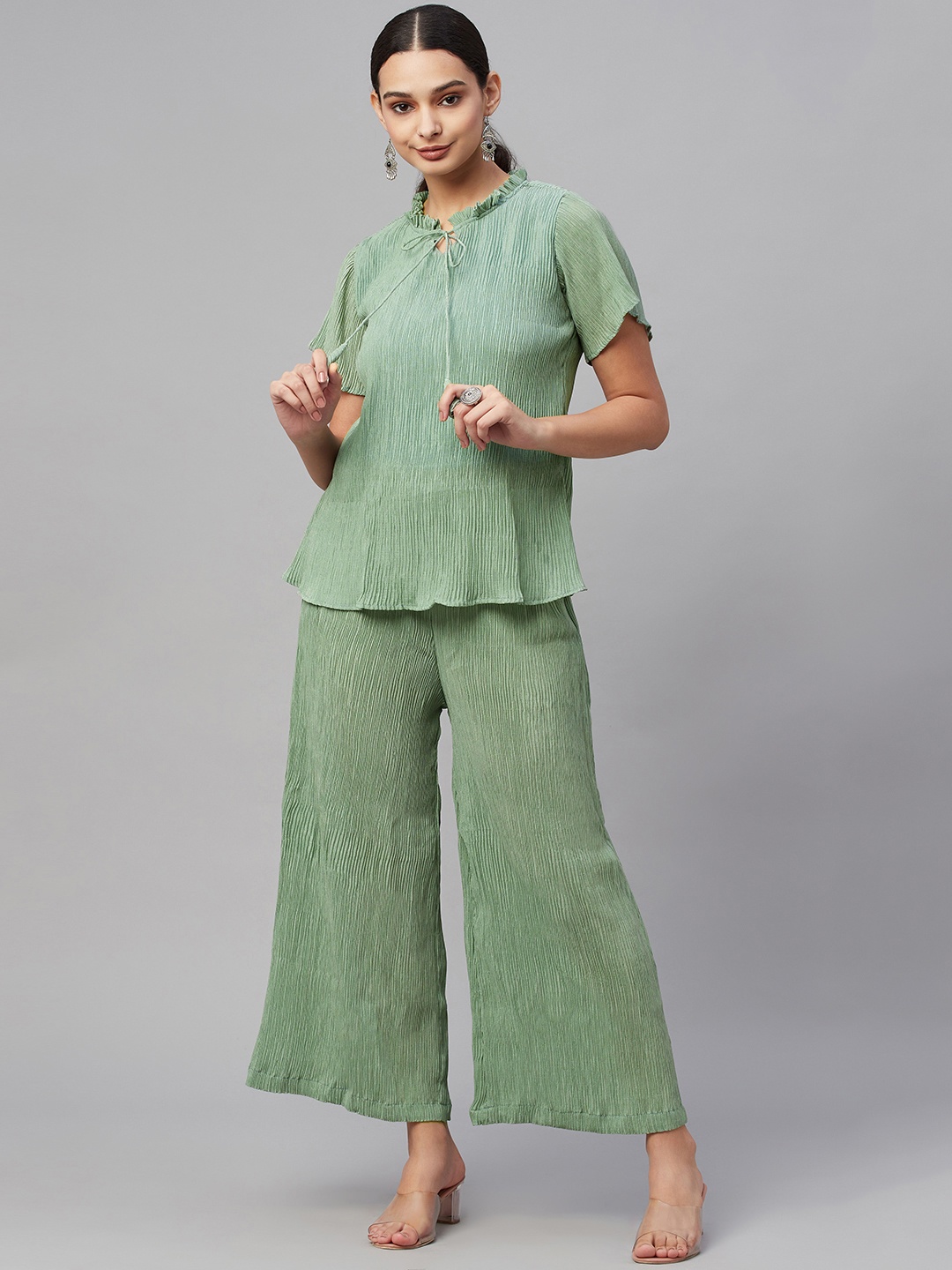 

Myshka Women Green Top with Palazzos