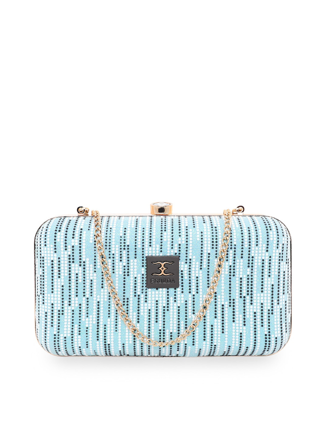 

ESBEDA Women Blue Printed Glitter Shine Clutche