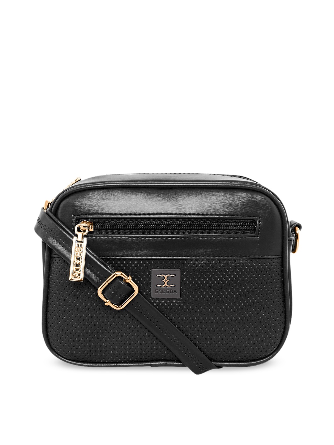 

ESBEDA Black Tiny Dots Textured PU Solid Sling Bag