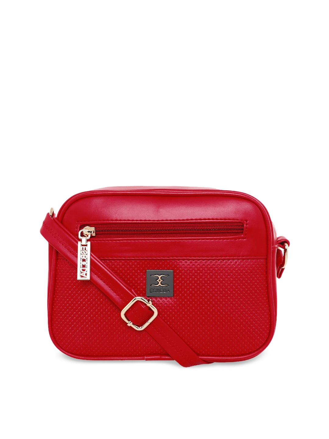 

ESBEDA Red PU solid Sling Bag with Cut Work