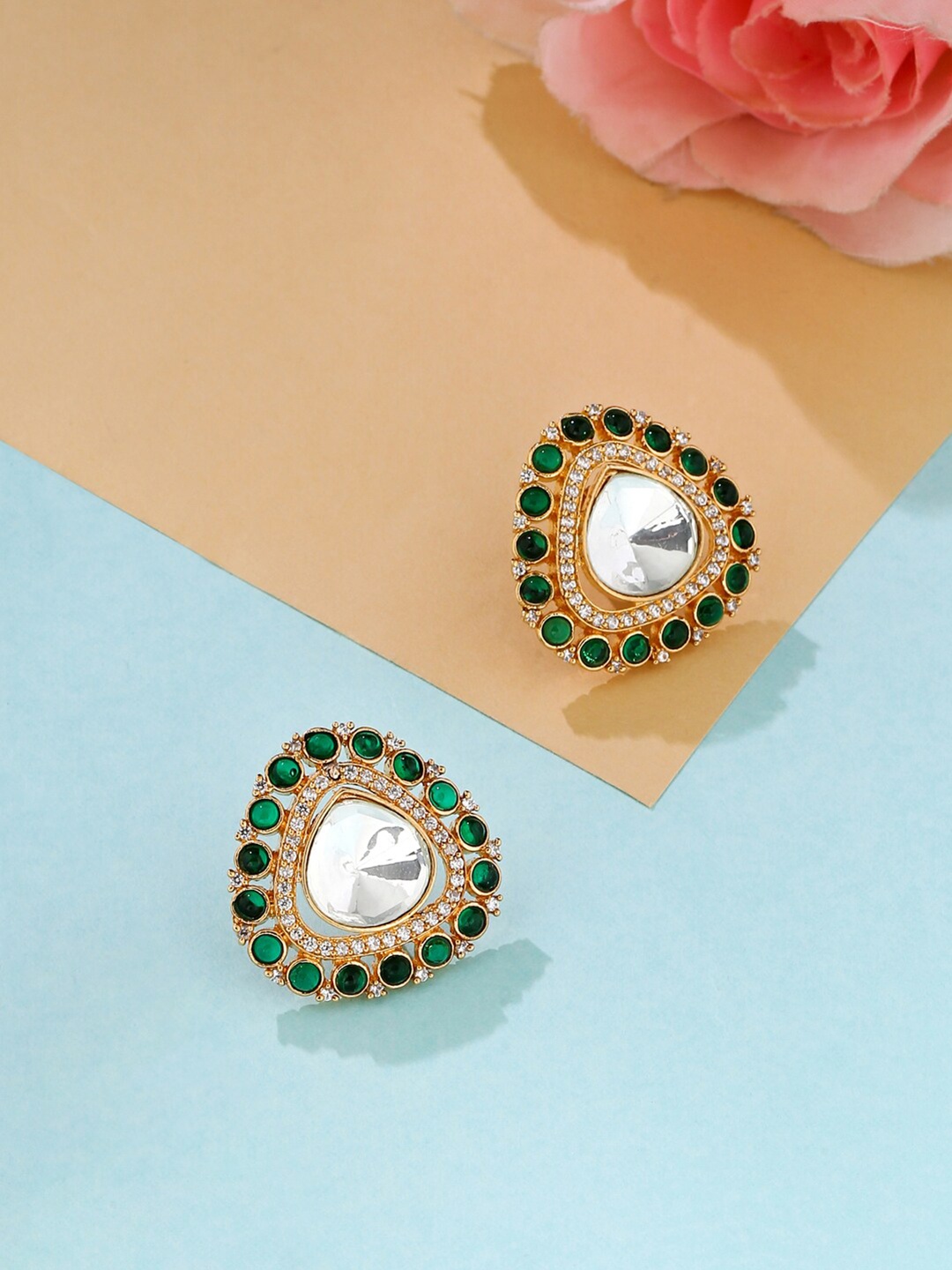 

VIRAASI Green Contemporary Studs Earrings