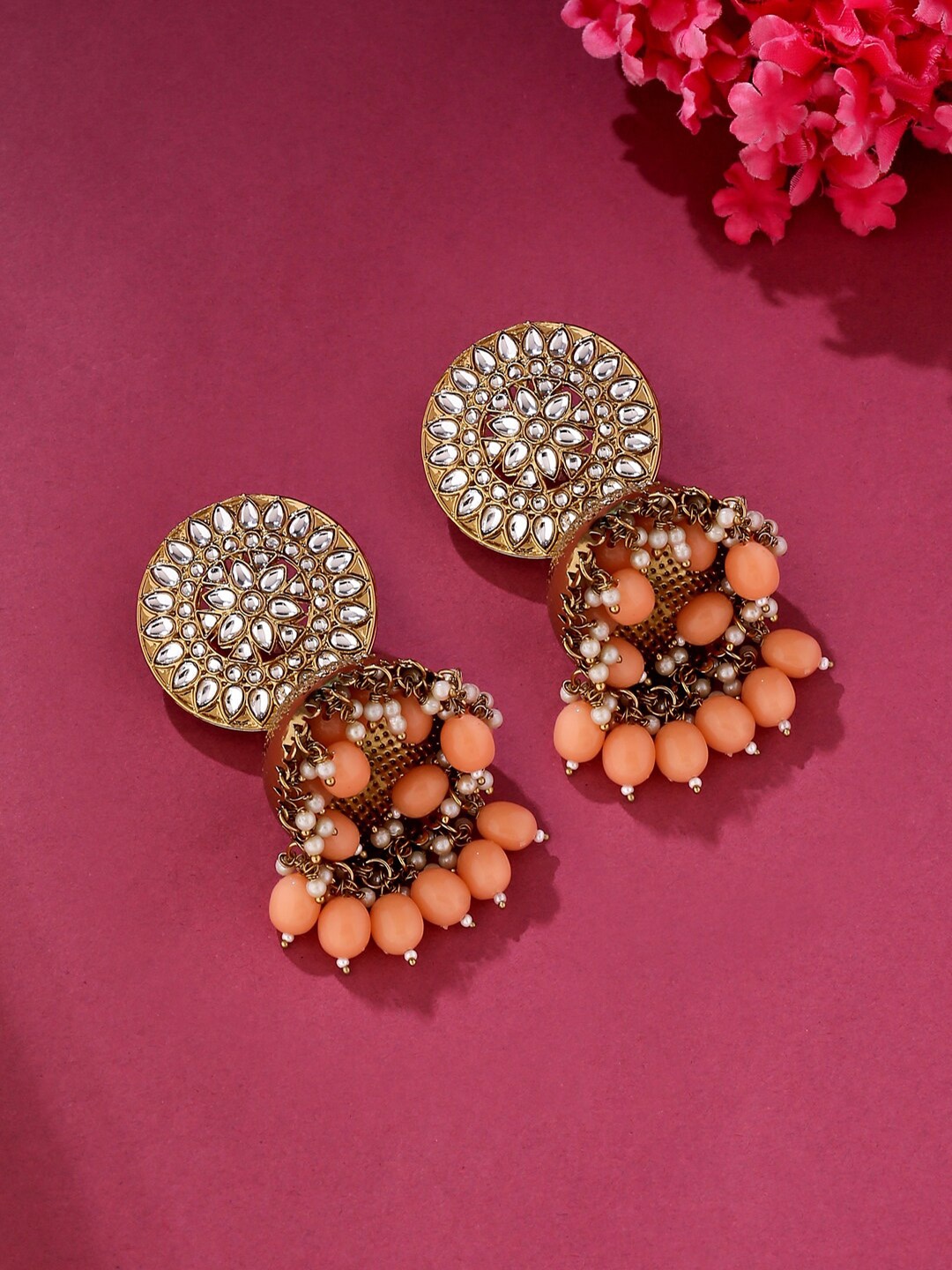 

VIRAASI Gold-Toned Contemporary Jhumkas Earrings
